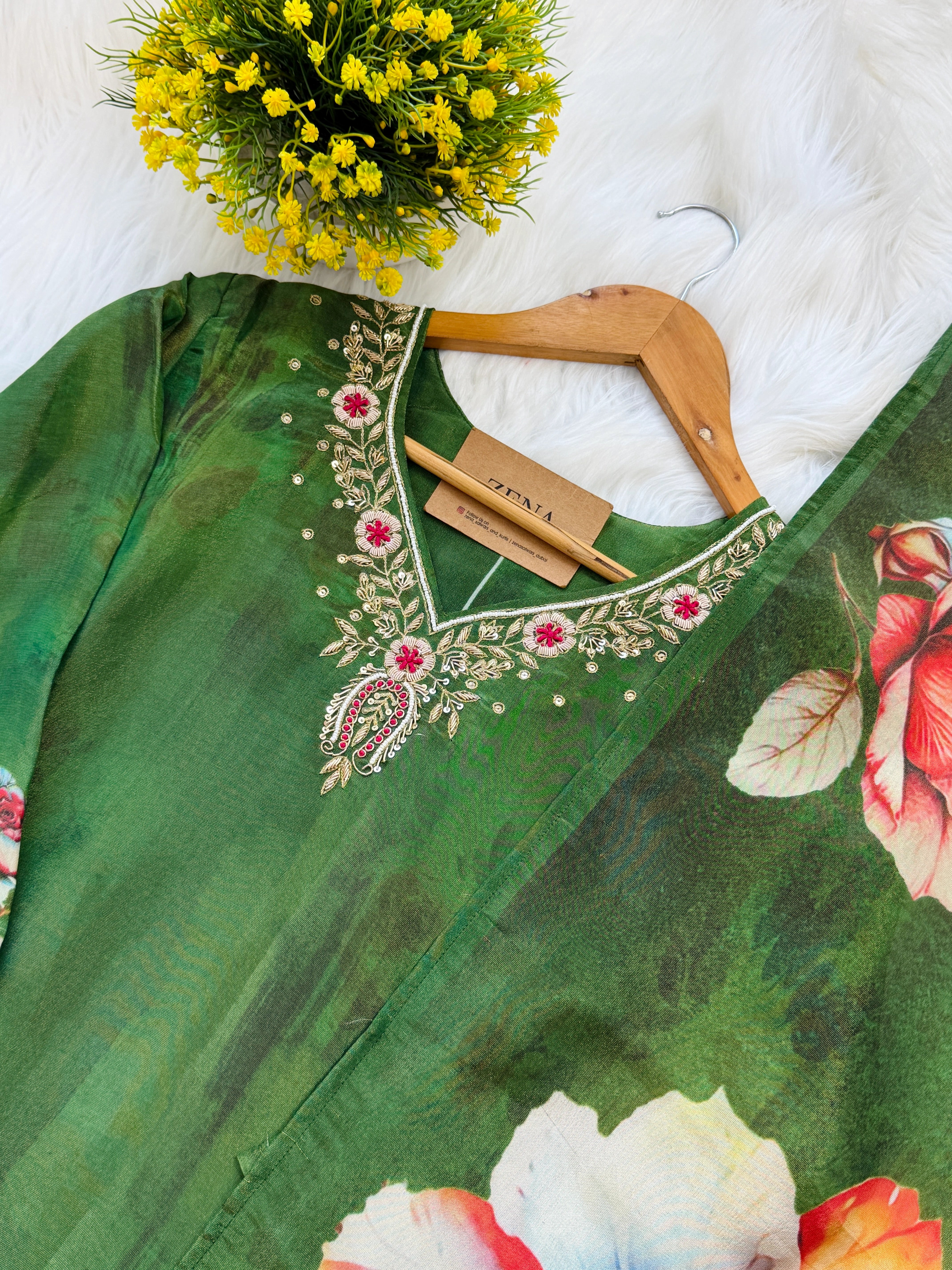 ✨ Tissue Silk Hand Work Kurti Set ✨ - Image 4