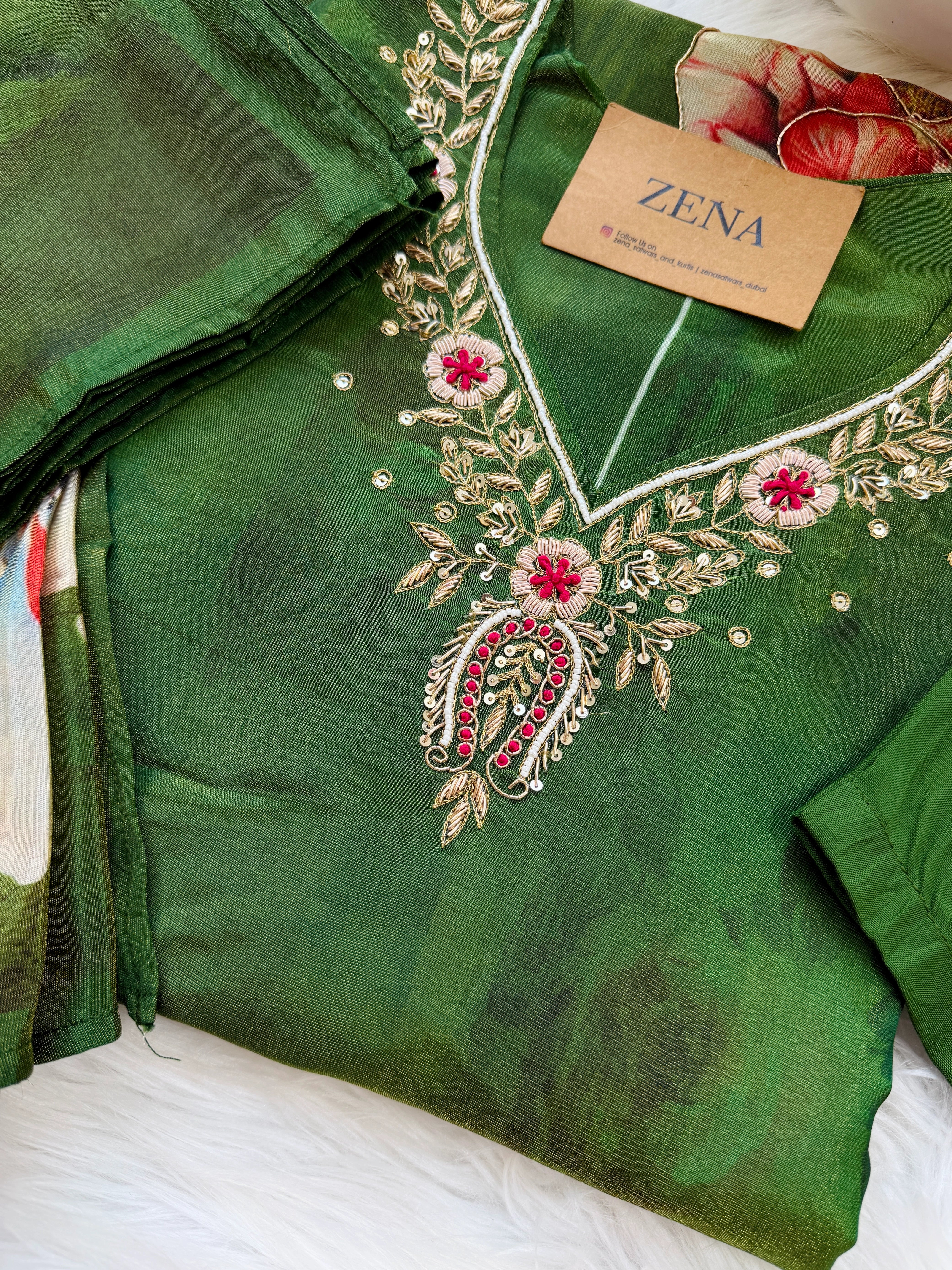 ✨ Tissue Silk Hand Work Kurti Set ✨ - Image 5