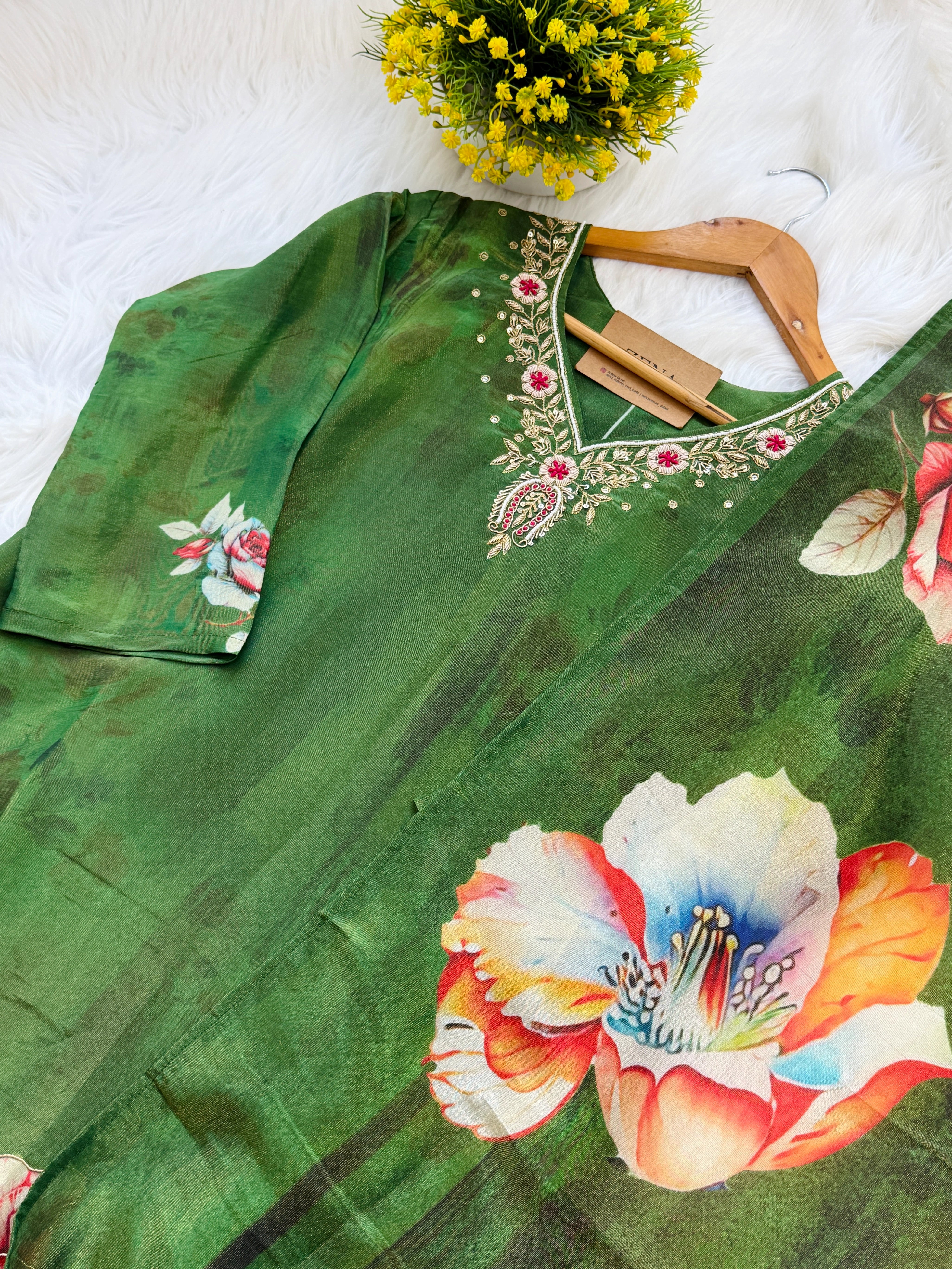 ✨ Tissue Silk Hand Work Kurti Set ✨ - Image 8