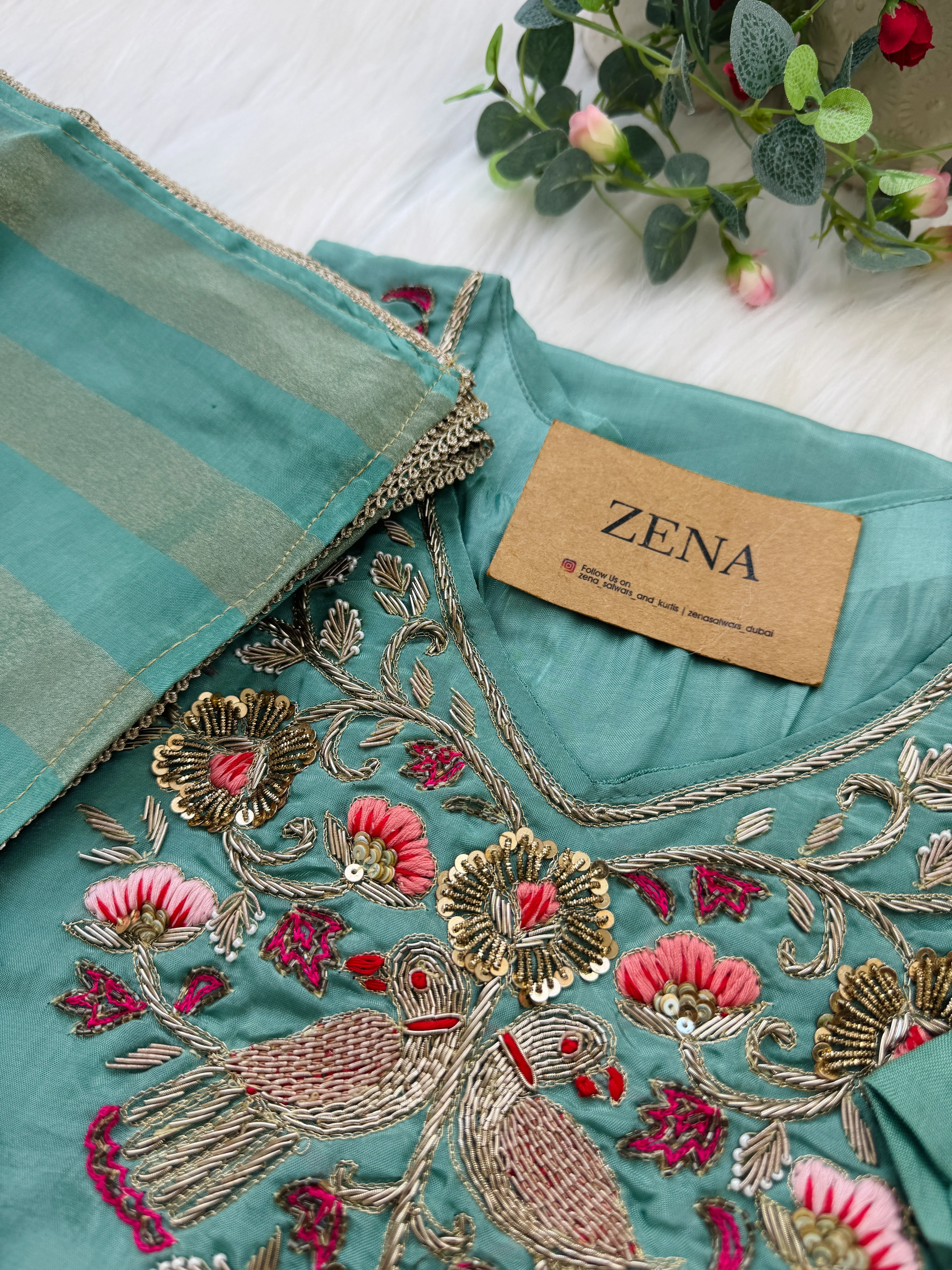 ✨ Tissue Silk Hand Work Kurti Set ✨ - Image 4