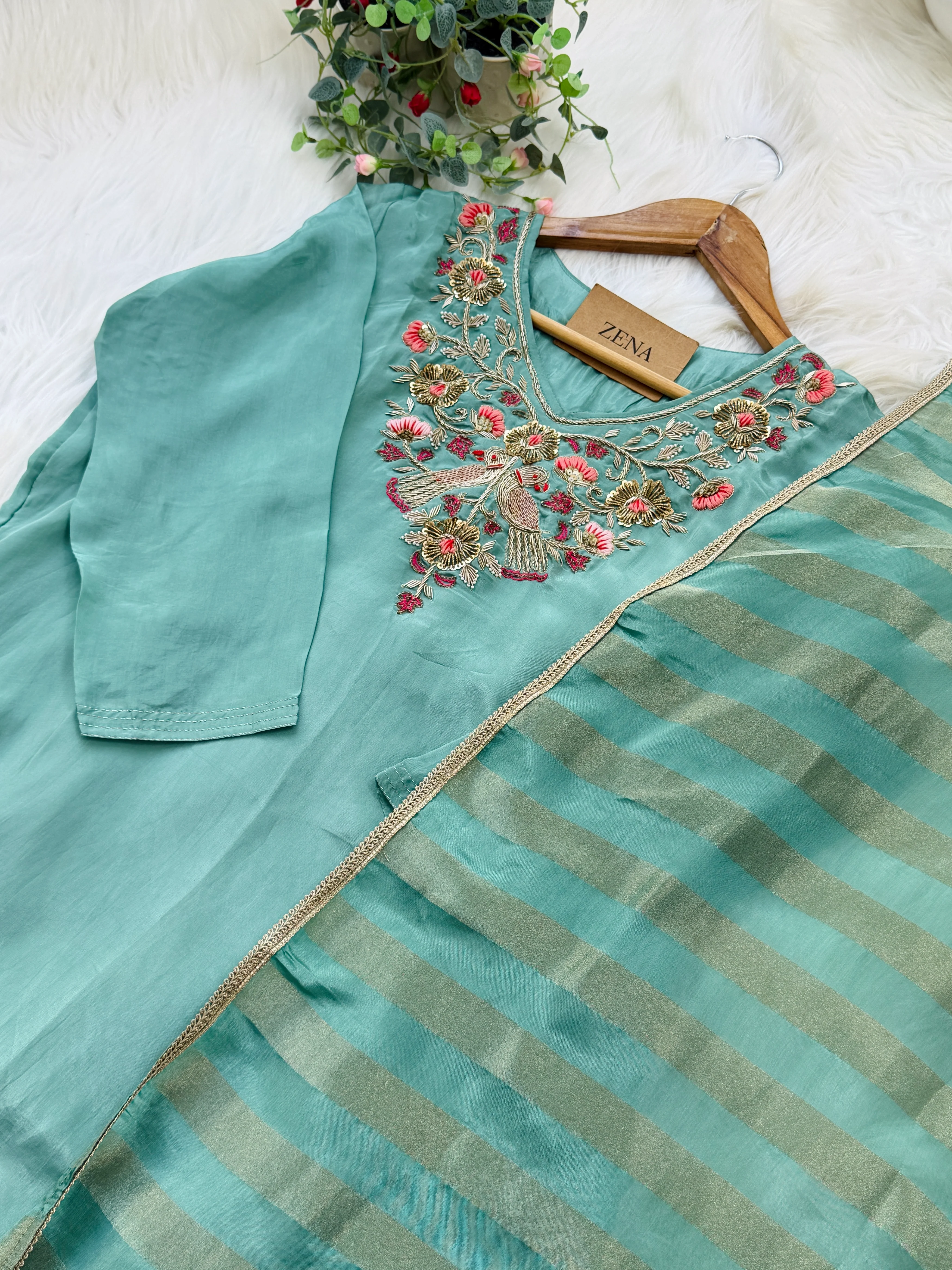 ✨ Tissue Silk Hand Work Kurti Set ✨ - Image 5