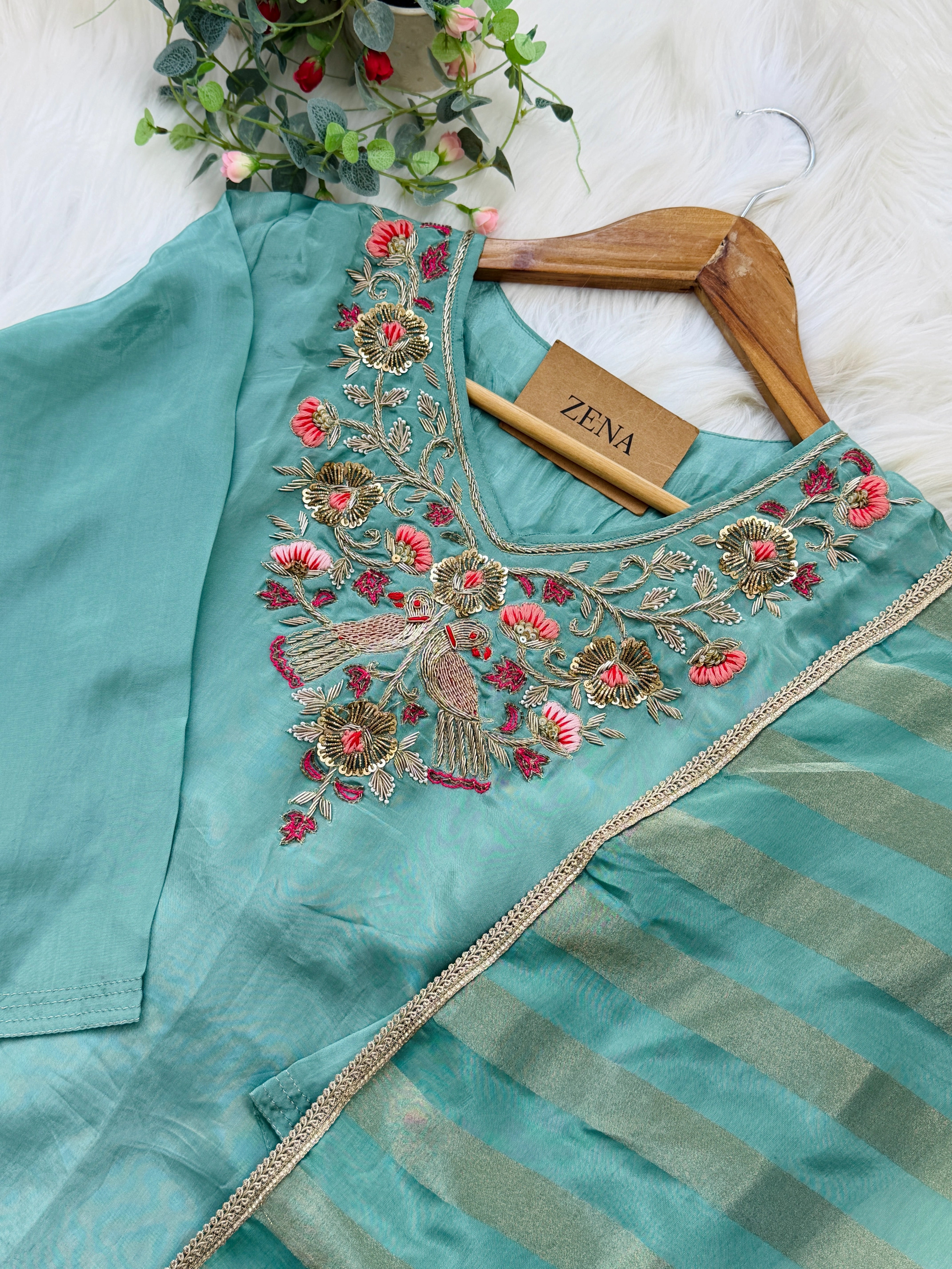 ✨ Tissue Silk Hand Work Kurti Set ✨ - Image 8