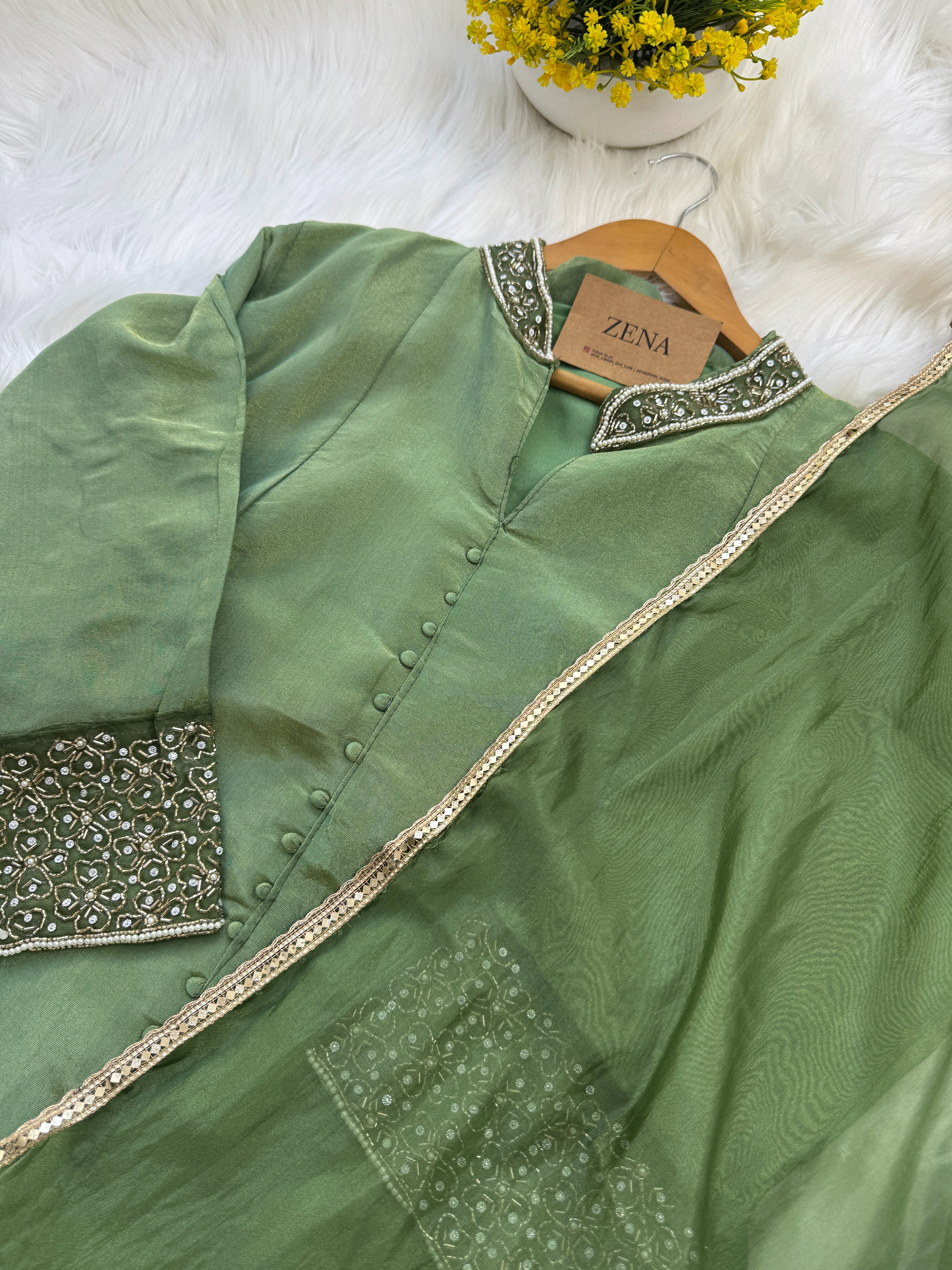 ✨ Tissue Silk Hand Work Kurti Set ✨ - Image 5