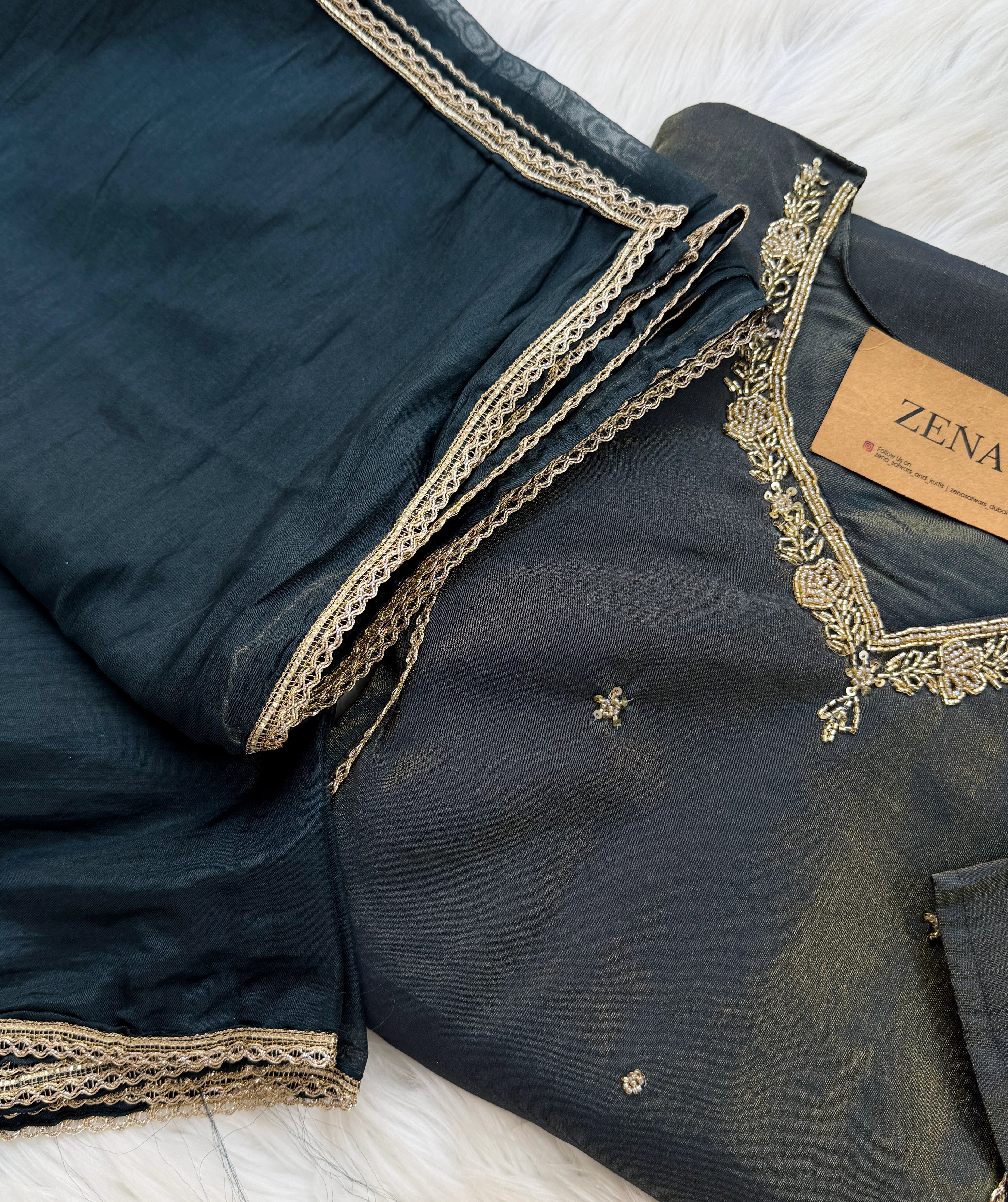 ✨ Tissue Silk Handwork Detailed Kurti Set ✨ - Image 3