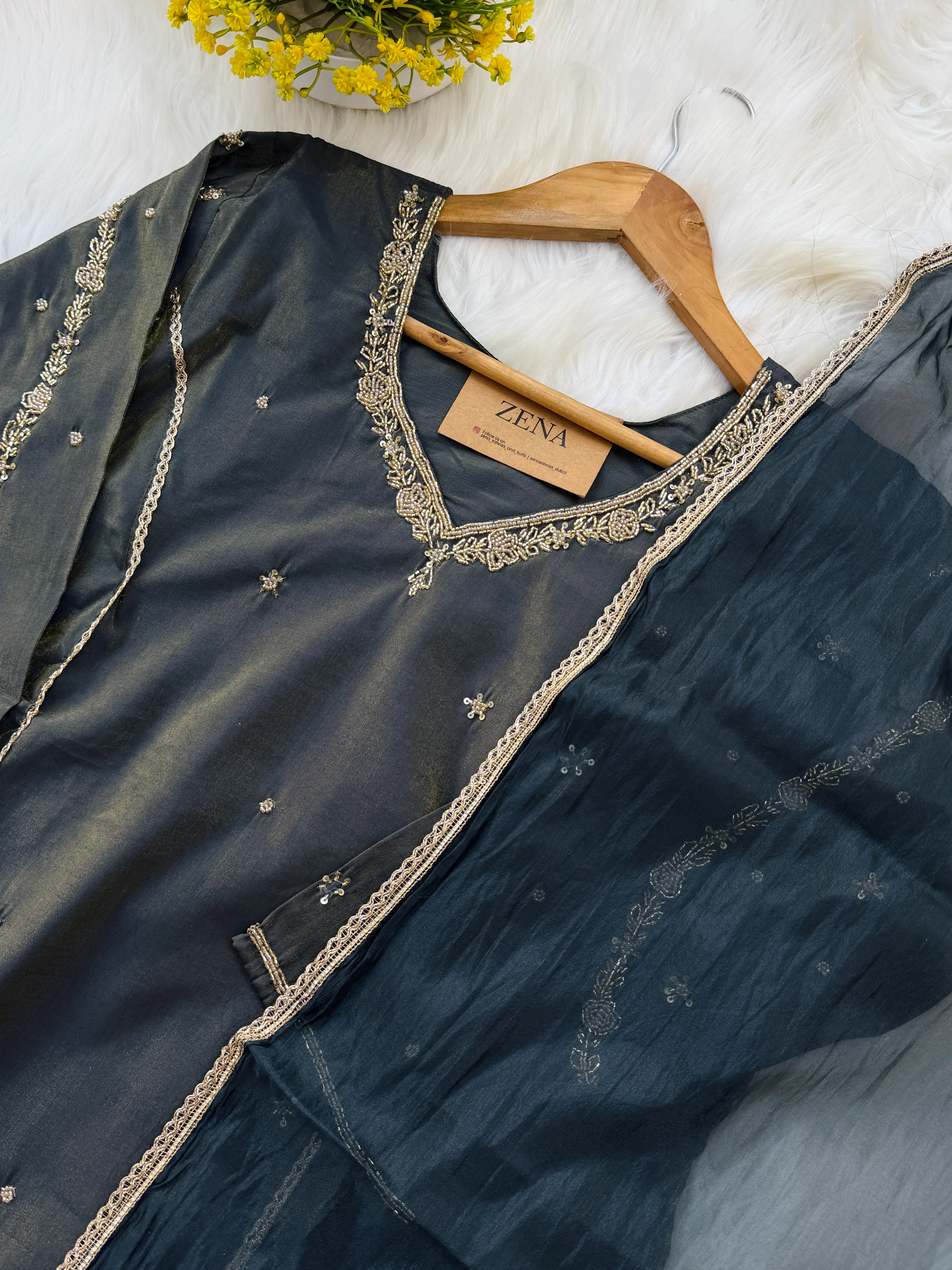 ✨ Tissue Silk Handwork Detailed Kurti Set ✨ - Image 6