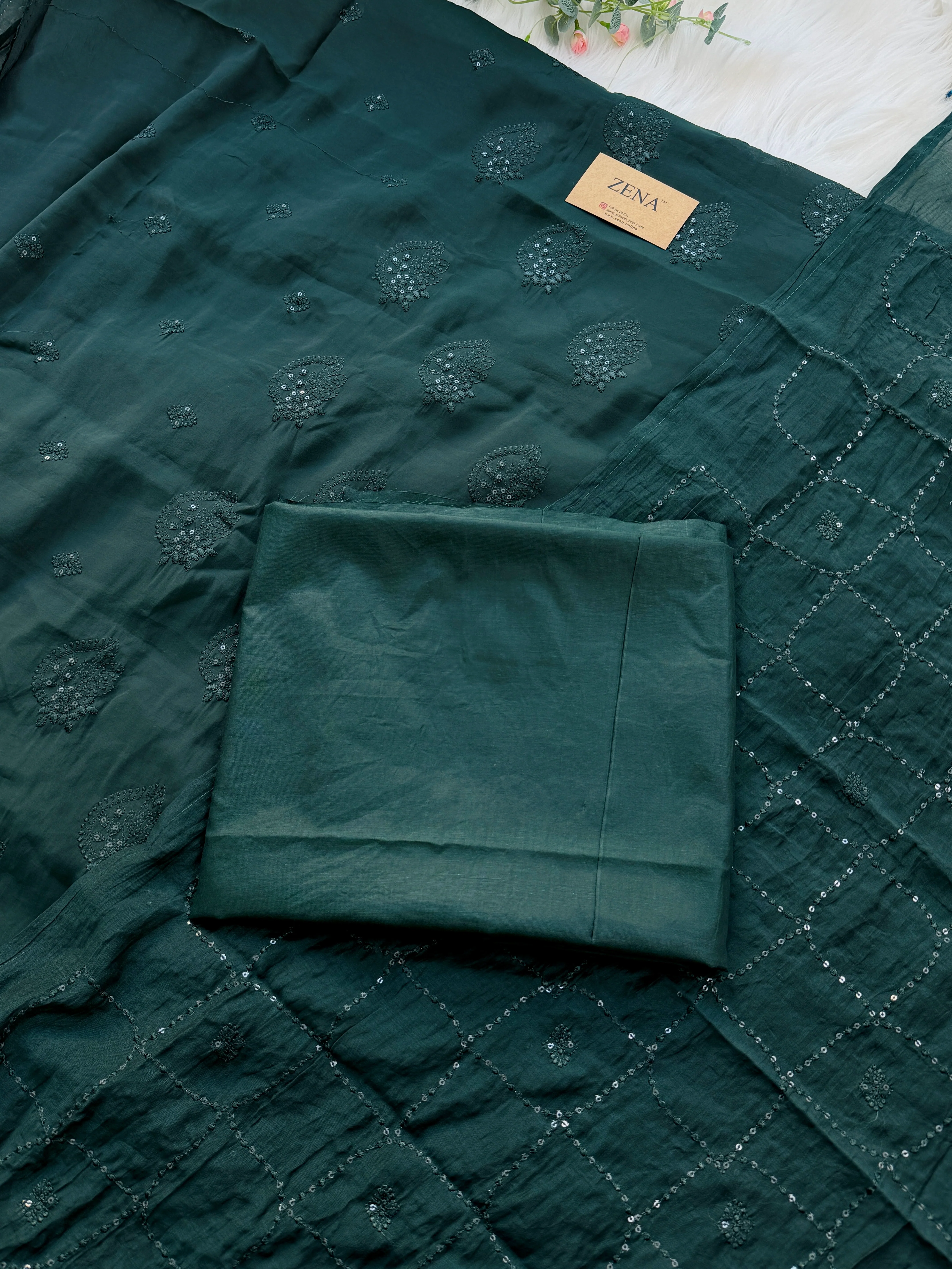 ✨ Unstitched Chanderi Hand Detailed Partywear Suit ✨ - Image 6