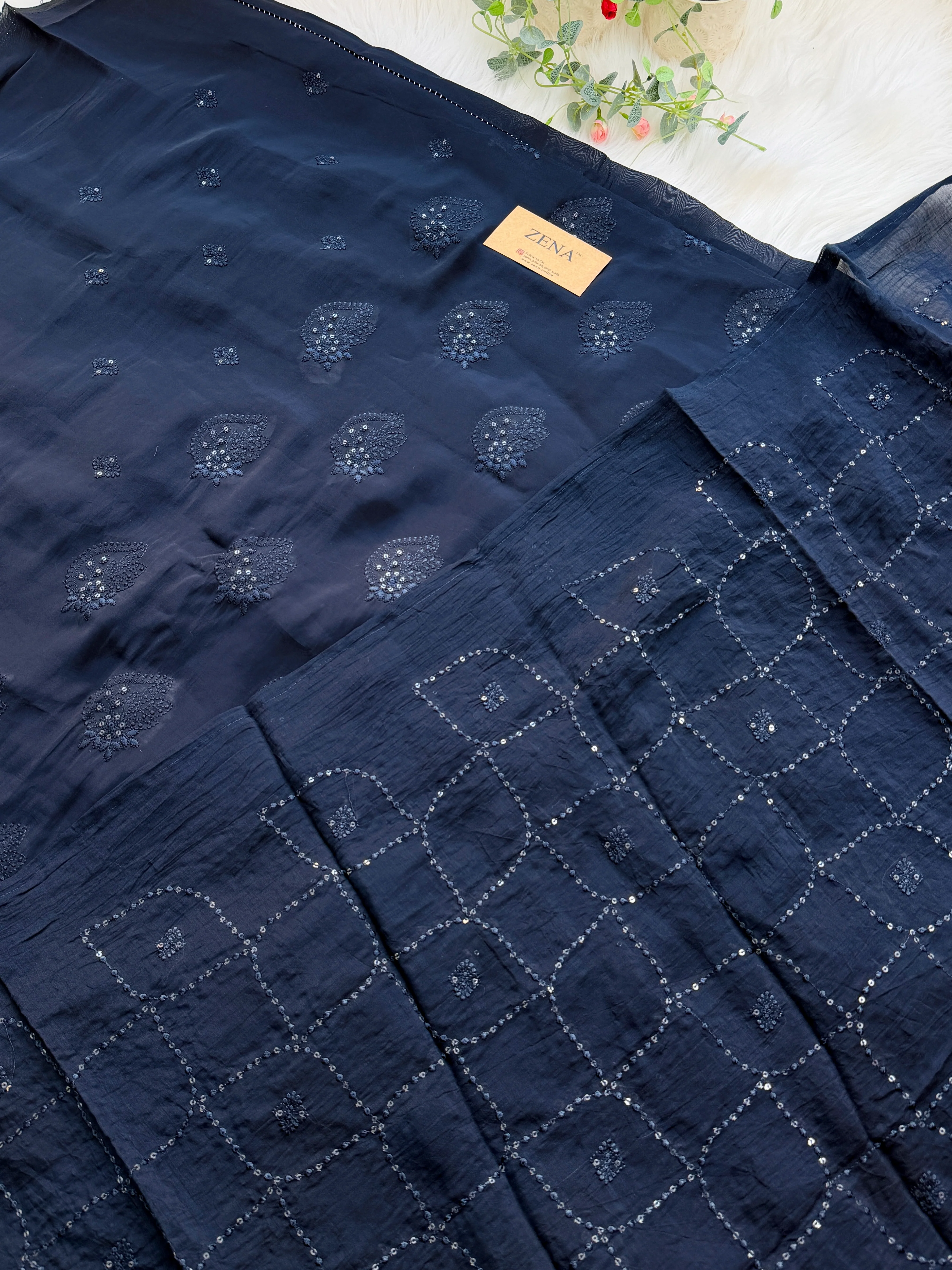 ✨ Unstitched Chanderi Hand Detailed Partywear Suit ✨ - Image 6