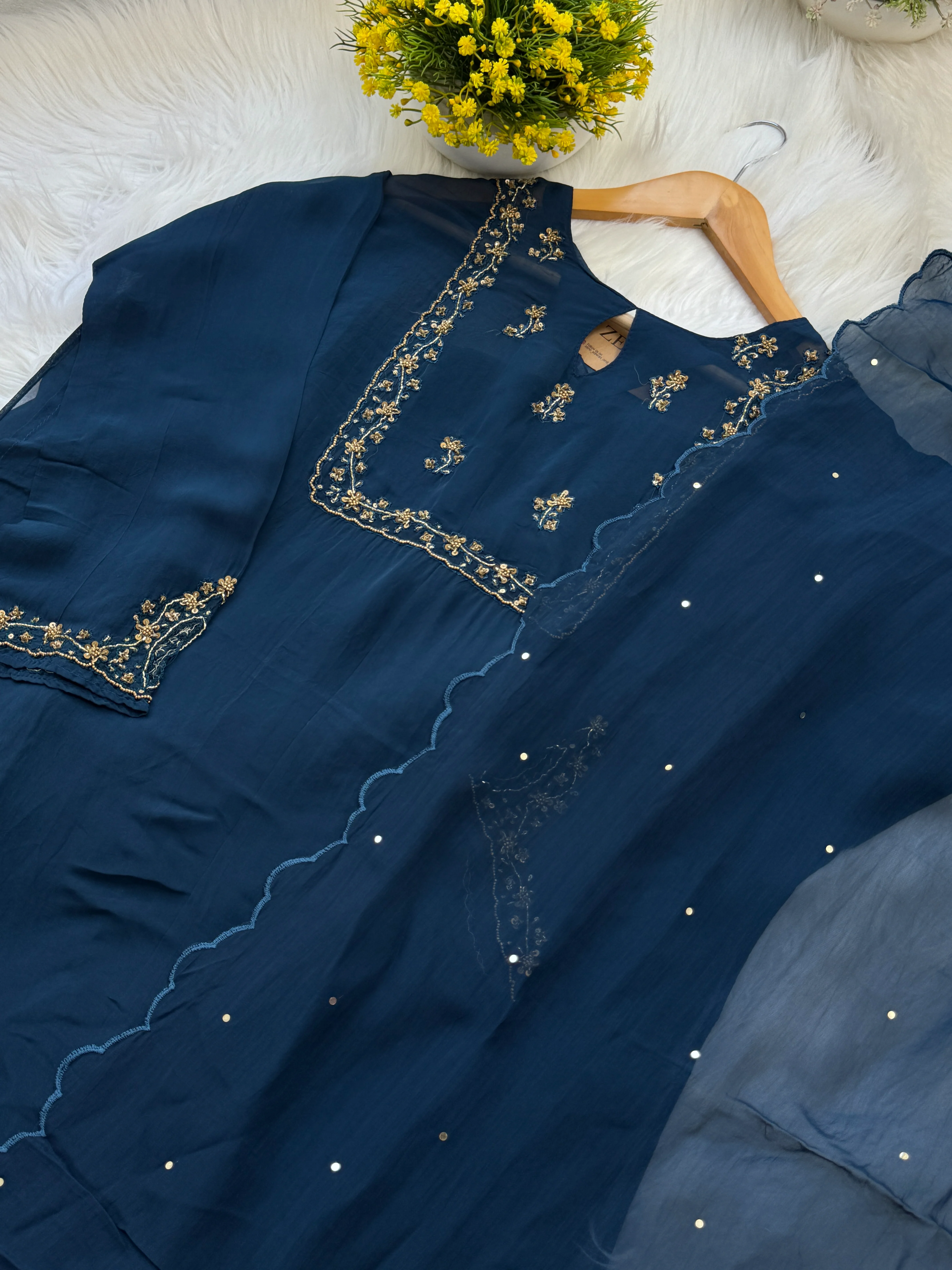 β¨ Viscose Organza Hand-Detailed Party Wear Suit β¨ - Image 6