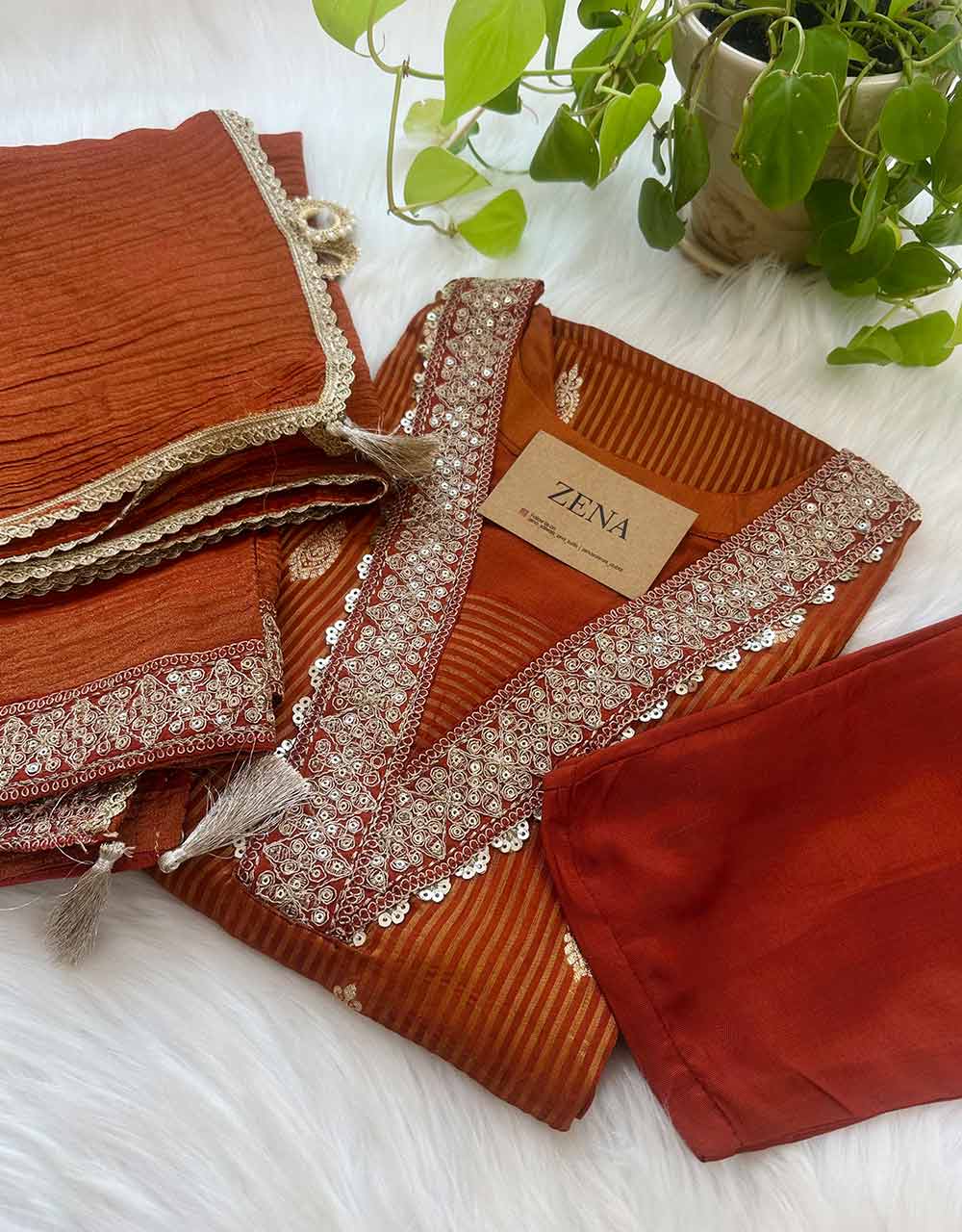 Tissue Silk Ready to Wear Hand Work Kurti Set – Effortless Elegance & Luxury ✨ - Image 8