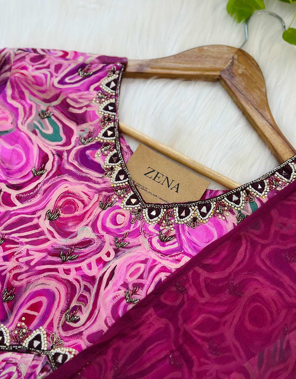 Chinnon Anarkali Hand Work Kurti Set ✨ - Image 3