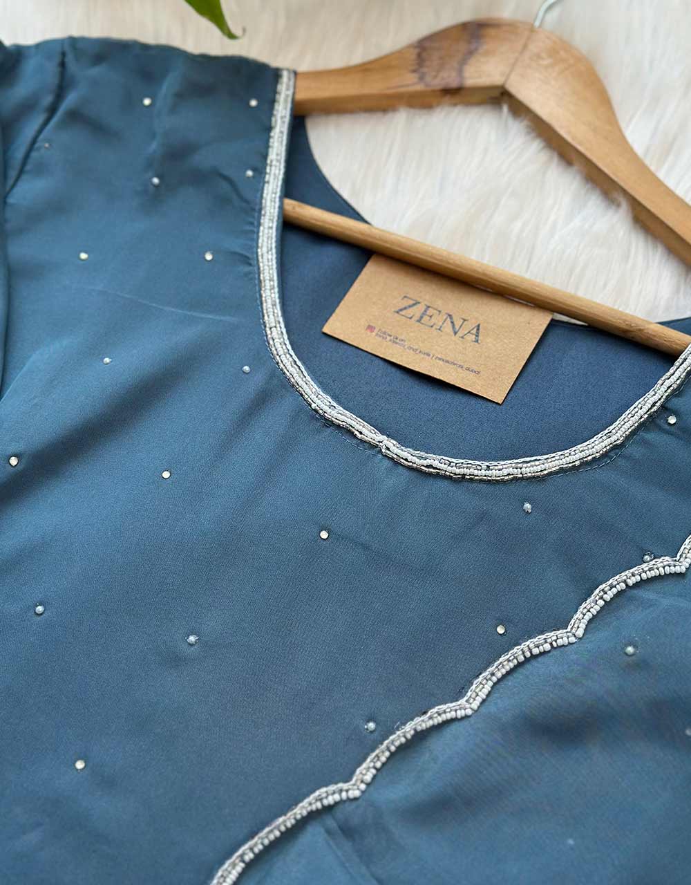 Organza Ready-to-Wear Hand Work Kurti Set โจ - Image 4
