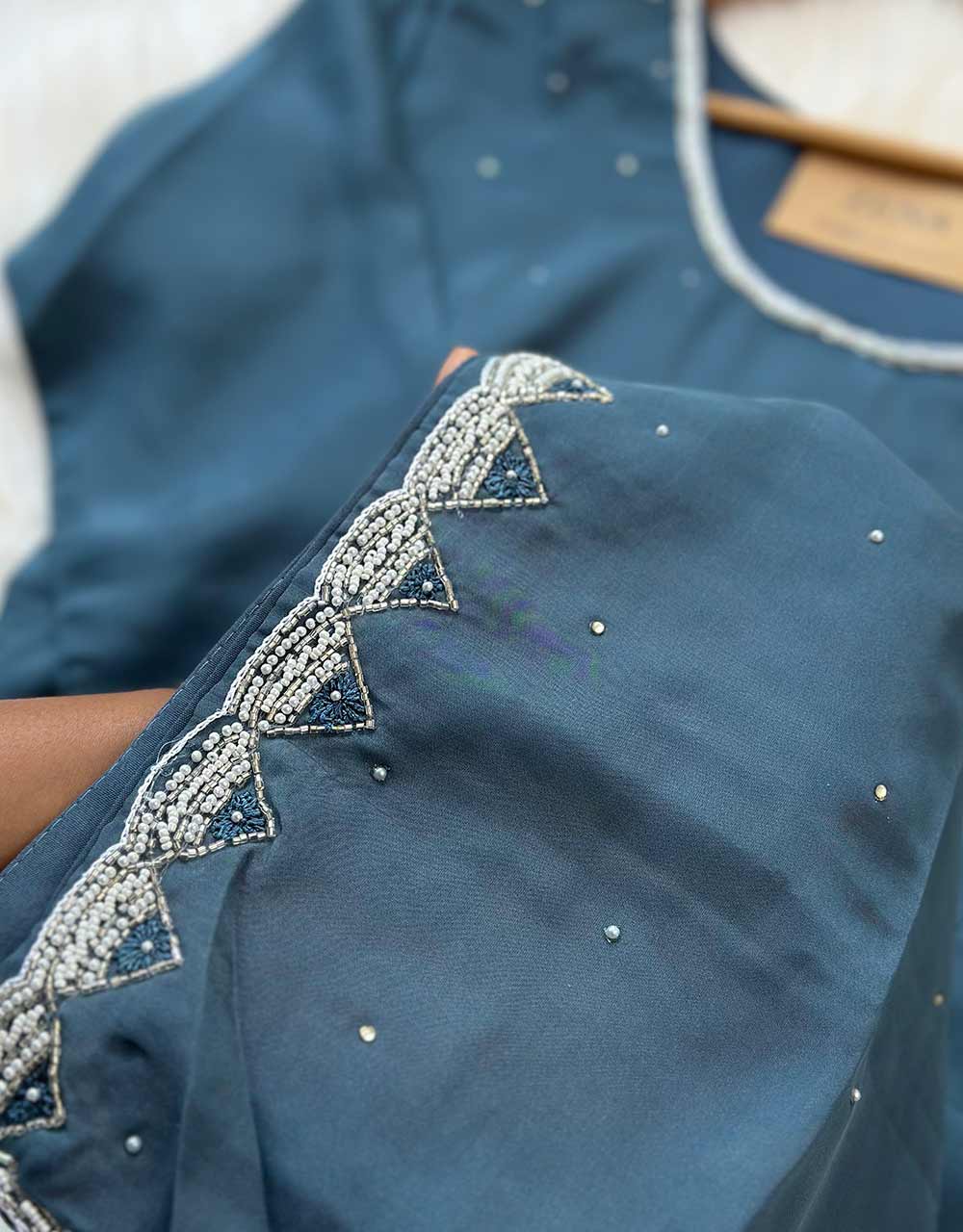 Organza Ready-to-Wear Hand Work Kurti Set โจ - Image 5