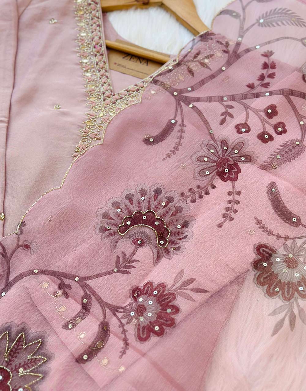 Tissue Silk Ready-to-Wear Hand Work Kurti Set β¨ - Image 3