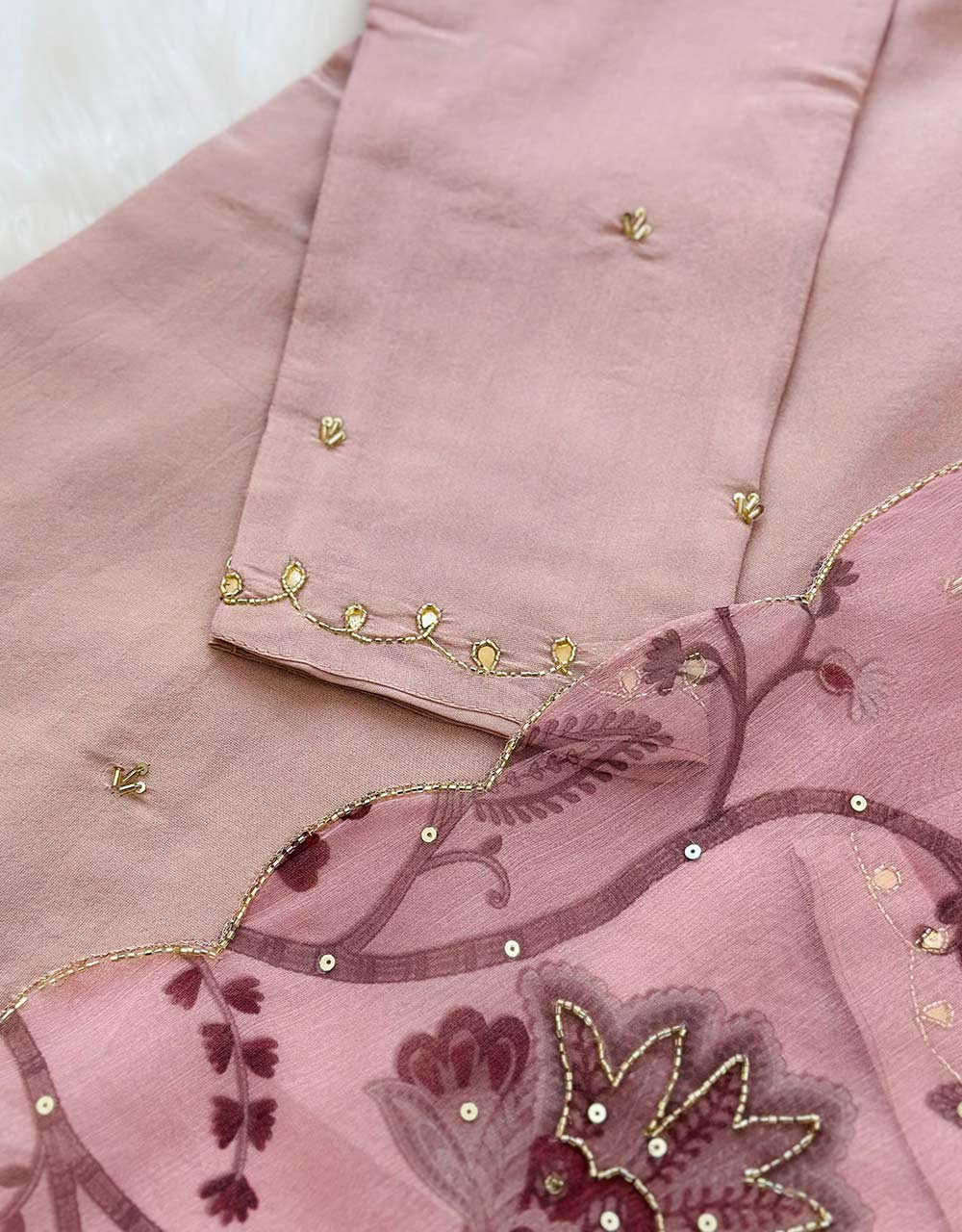 Tissue Silk Ready-to-Wear Hand Work Kurti Set β¨ - Image 4