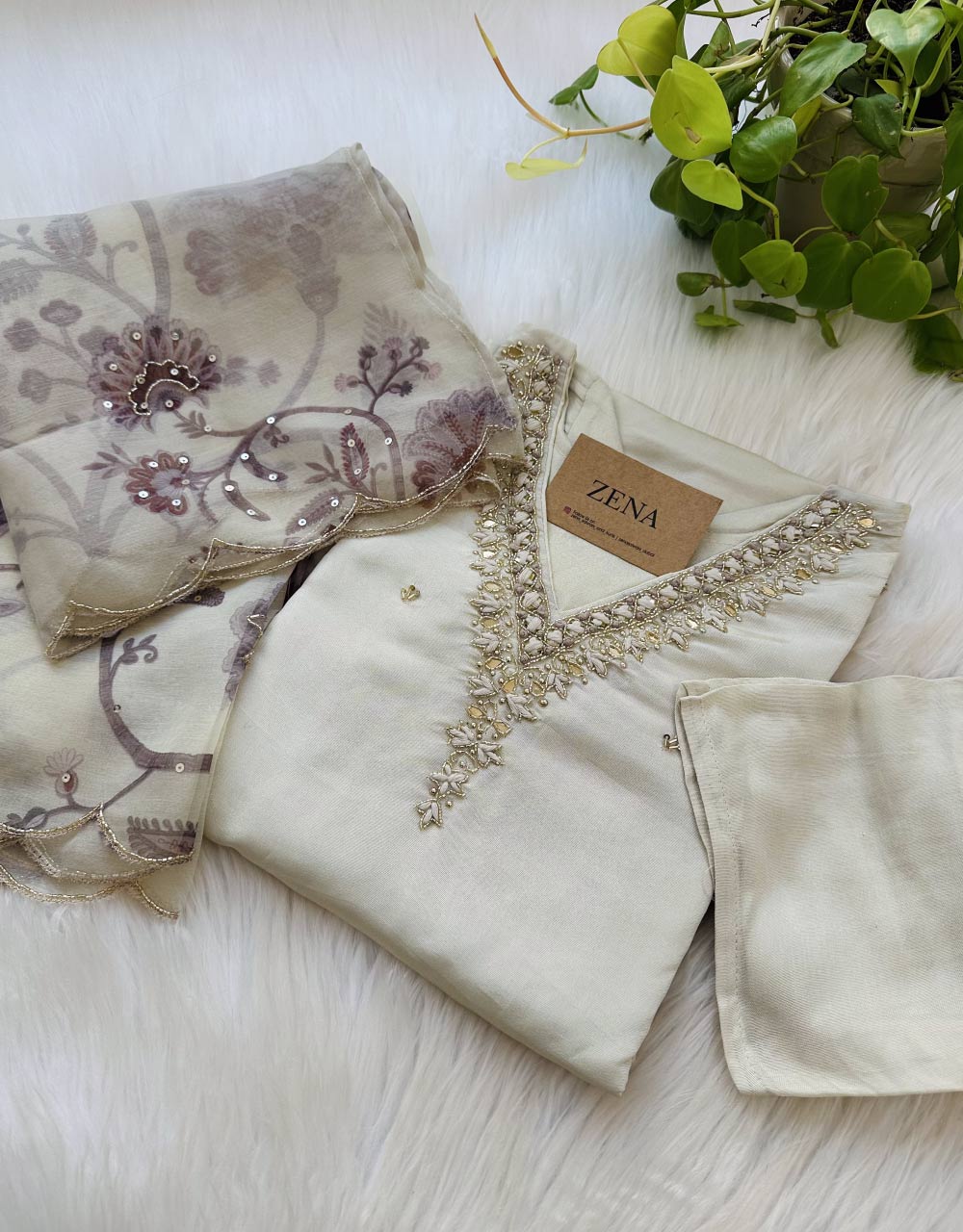 Tissue Silk Ready-to-Wear Hand Work Kurti Set β¨ - Image 7
