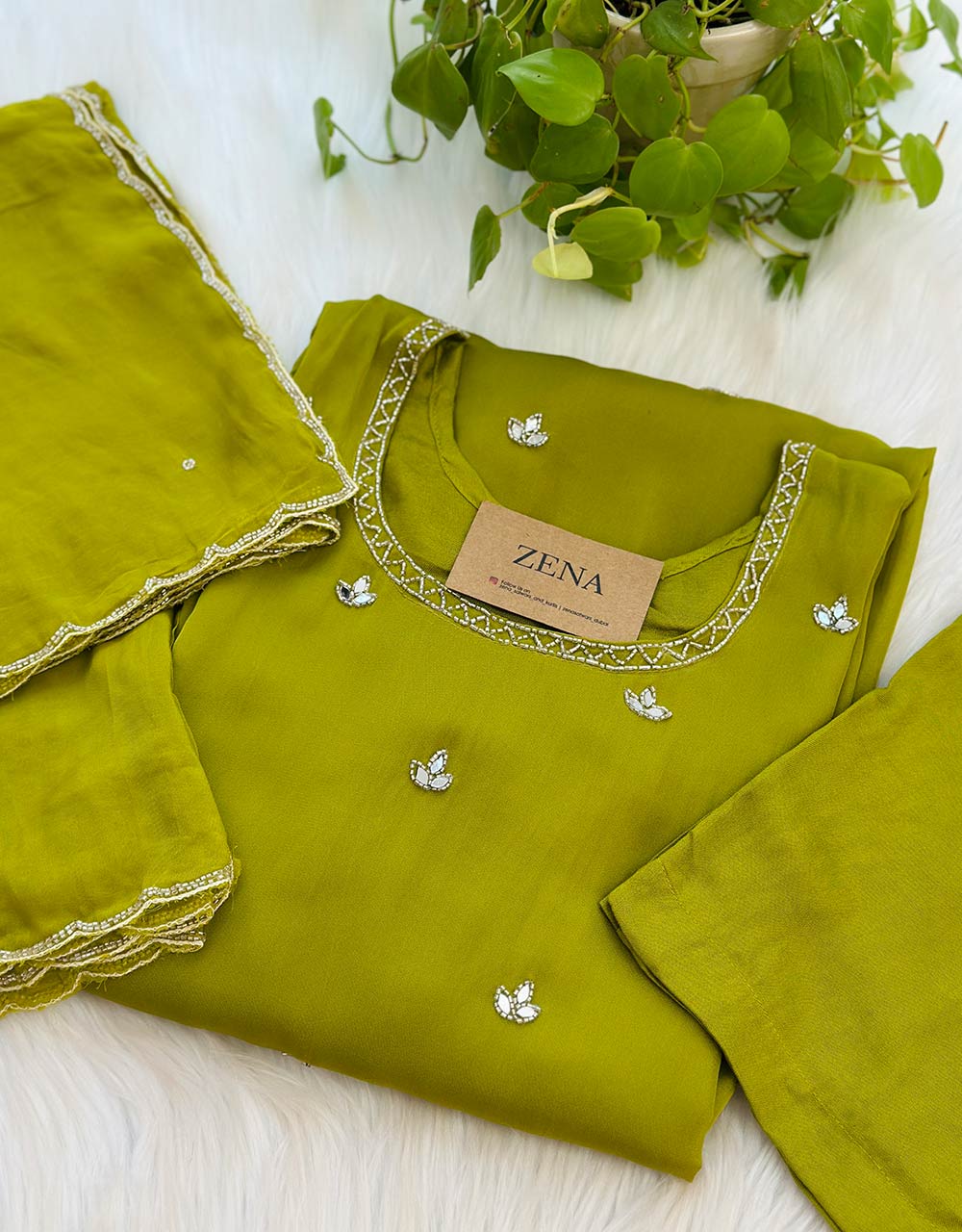 Pure Crepe Handwork Party Wear Suit ๐ - Image 3