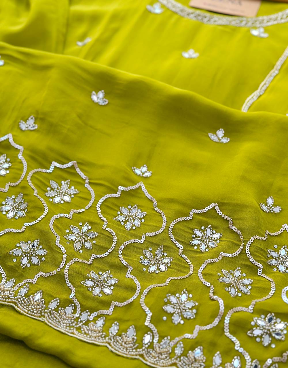 Pure Crepe Handwork Party Wear Suit ๐ - Image 7