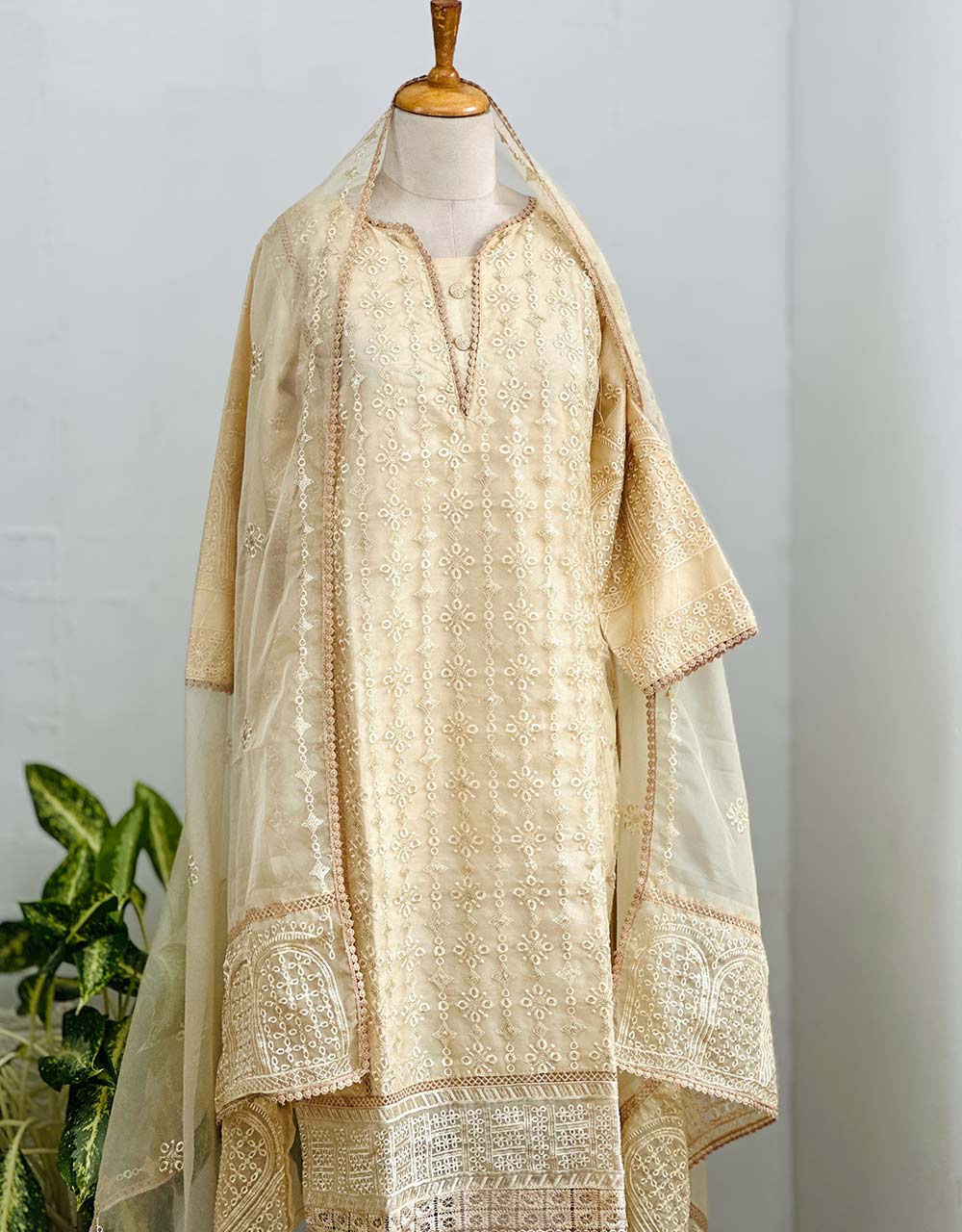 Z362-Ready-to-Wear Organza Kurti Set with Organza Dupatta - Sheer Elegance πΈ - Image 6