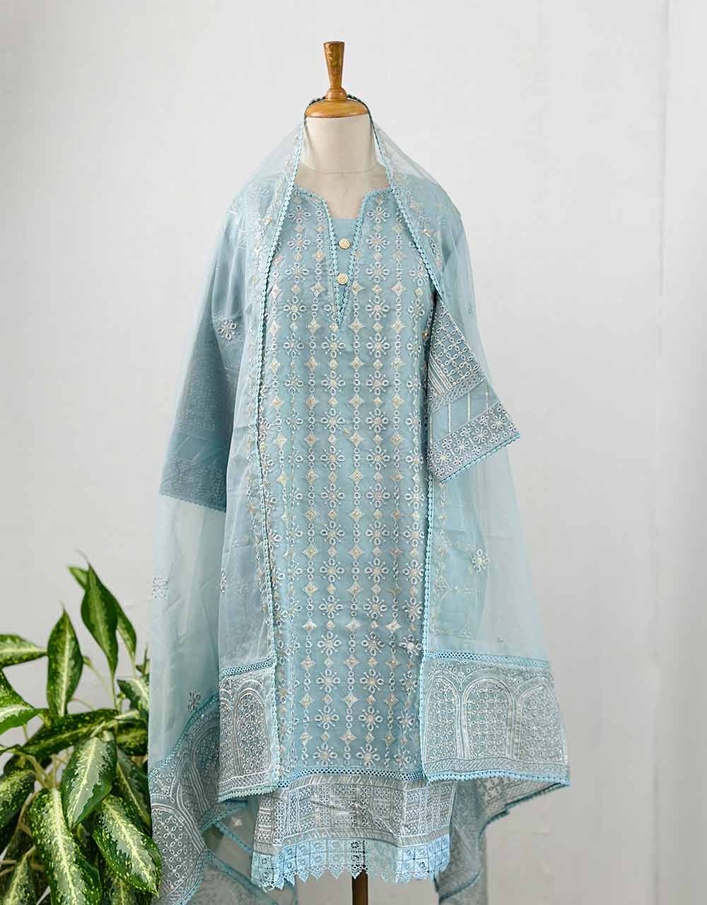 Z362-Ready-to-Wear Organza Kurti Set with Organza Dupatta - Sheer Elegance πΈ - Image 8