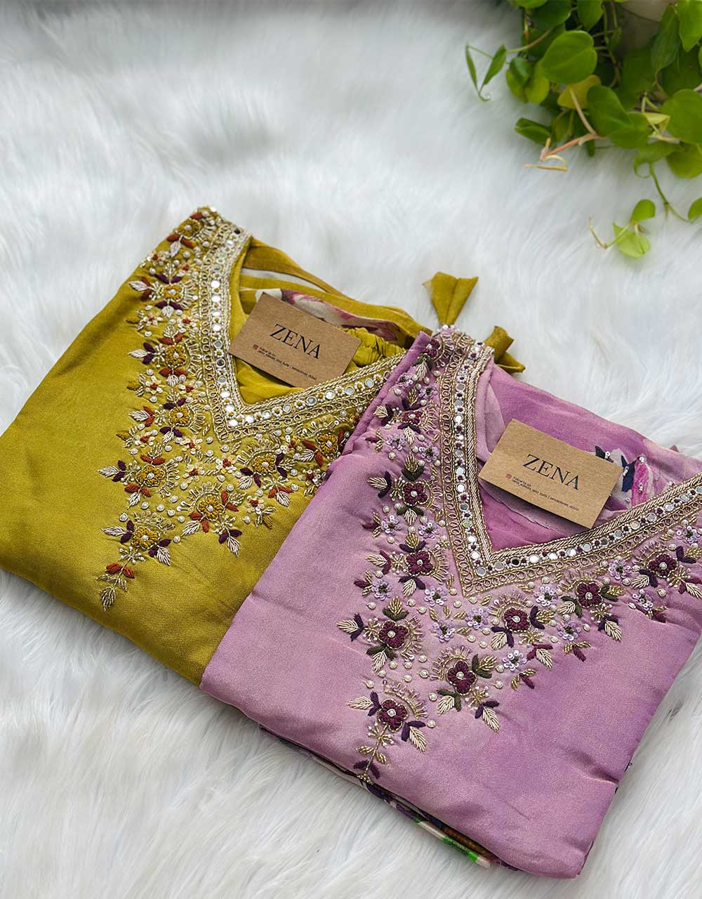 Tissue Silk Ready-to-Wear Hand Work Kurti Set โ Timeless Elegance โจ - Image 3