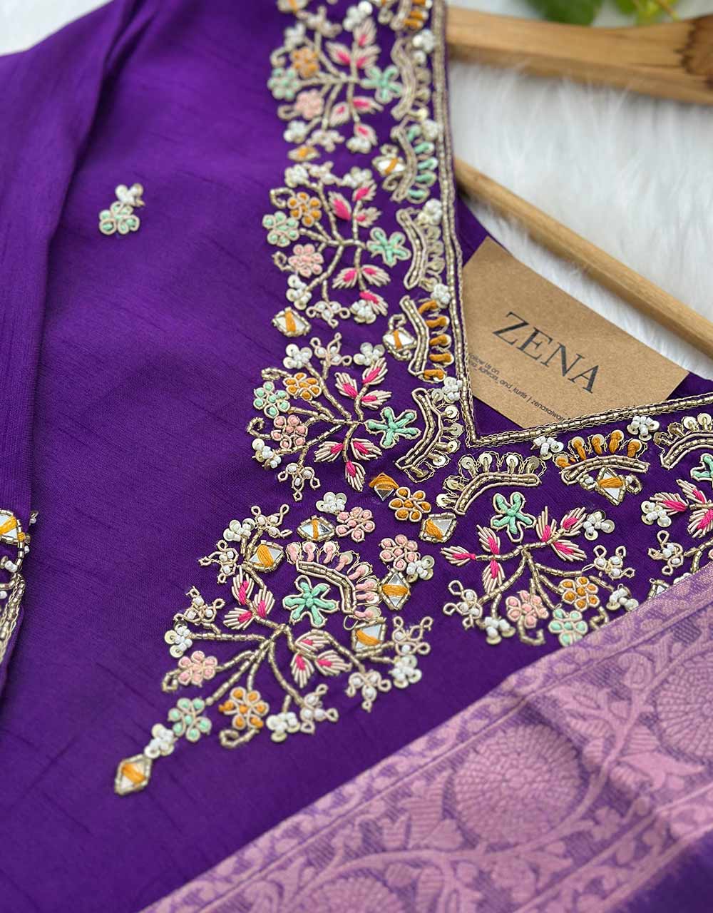 Pure Dola Silk Ready-to-Wear Kurti Set with Organza Dupatta & Banarasi Border - Luxurious Charm ✨ - Image 3