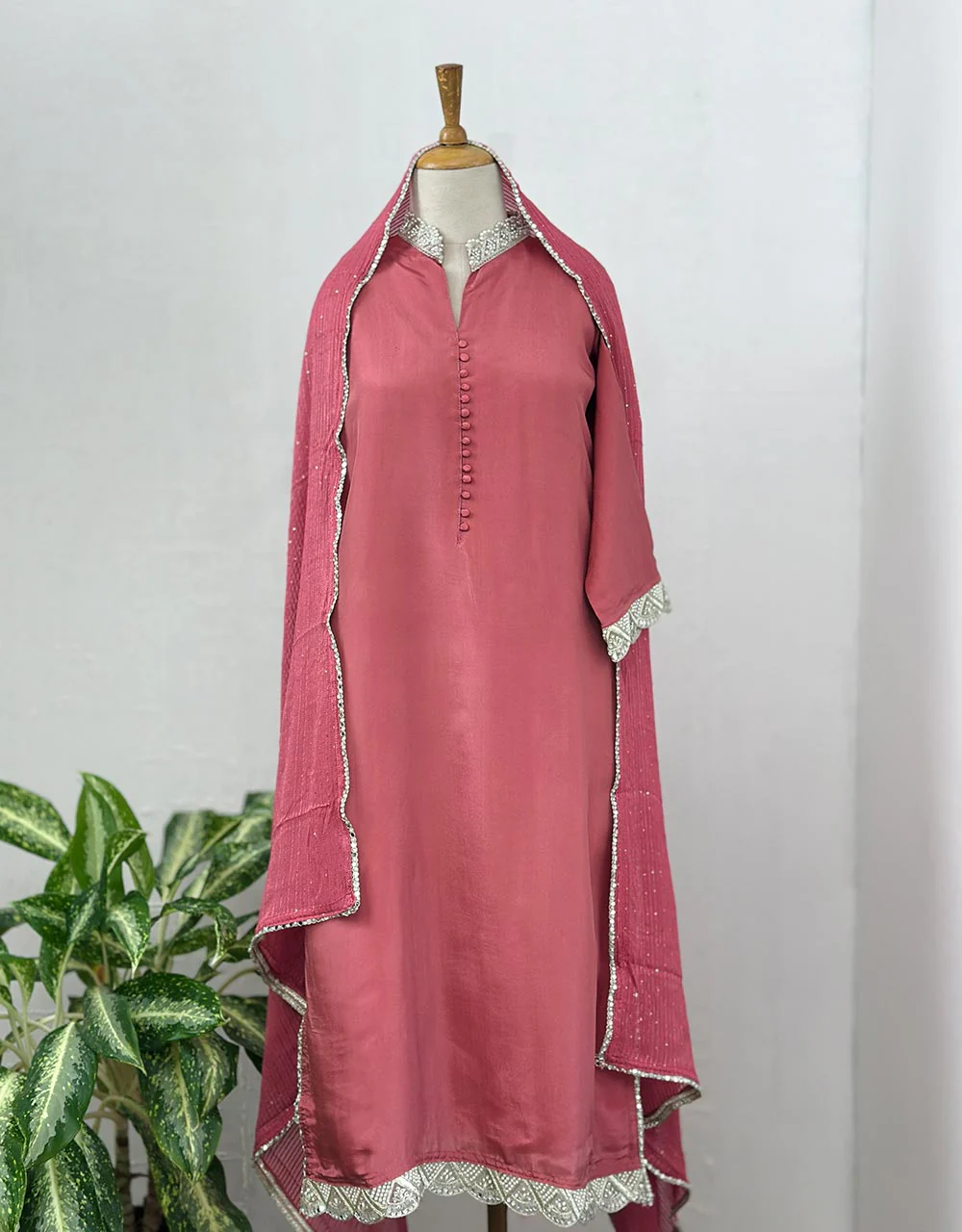 Ready-to-Wear Tissue Silk Hand Work Kurti Set ✨ - Image 5