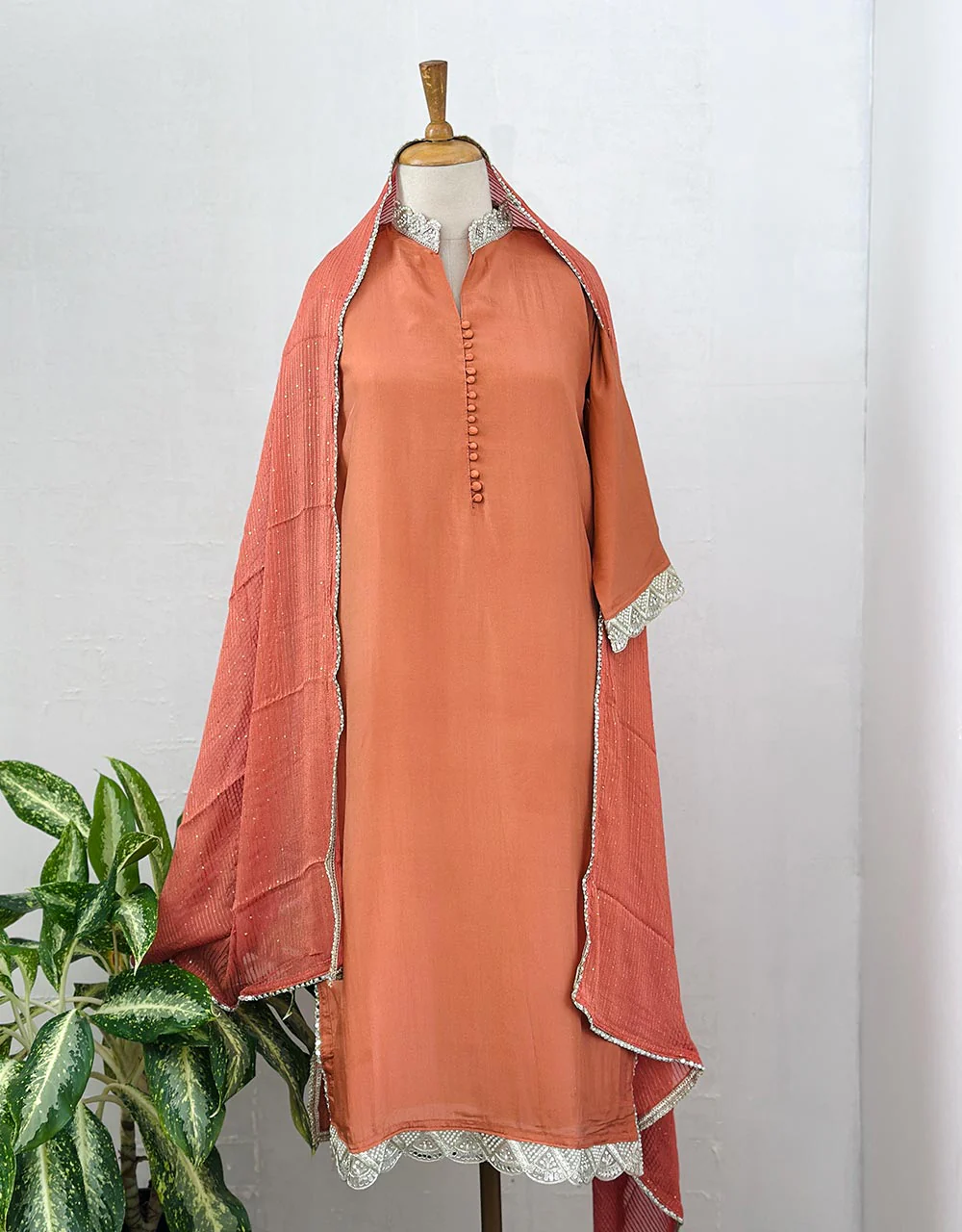 Ready-to-Wear Tissue Silk Hand Work Kurti Set ✨ - Image 6