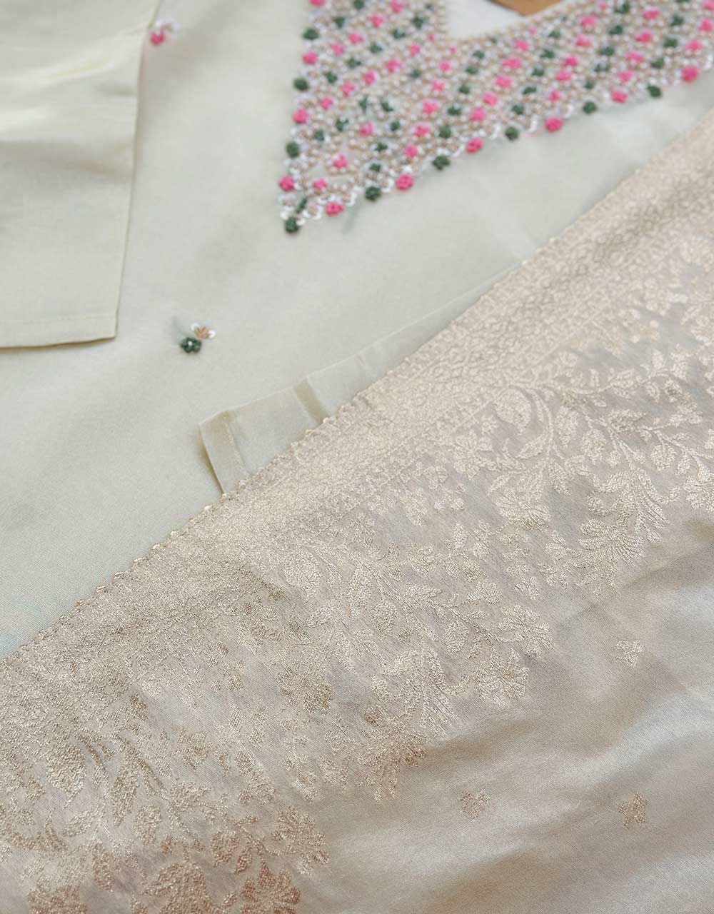 Tissue Silk Ready-to-Wear Hand Work Kurti Set - Graceful Elegance ๐ - Image 4