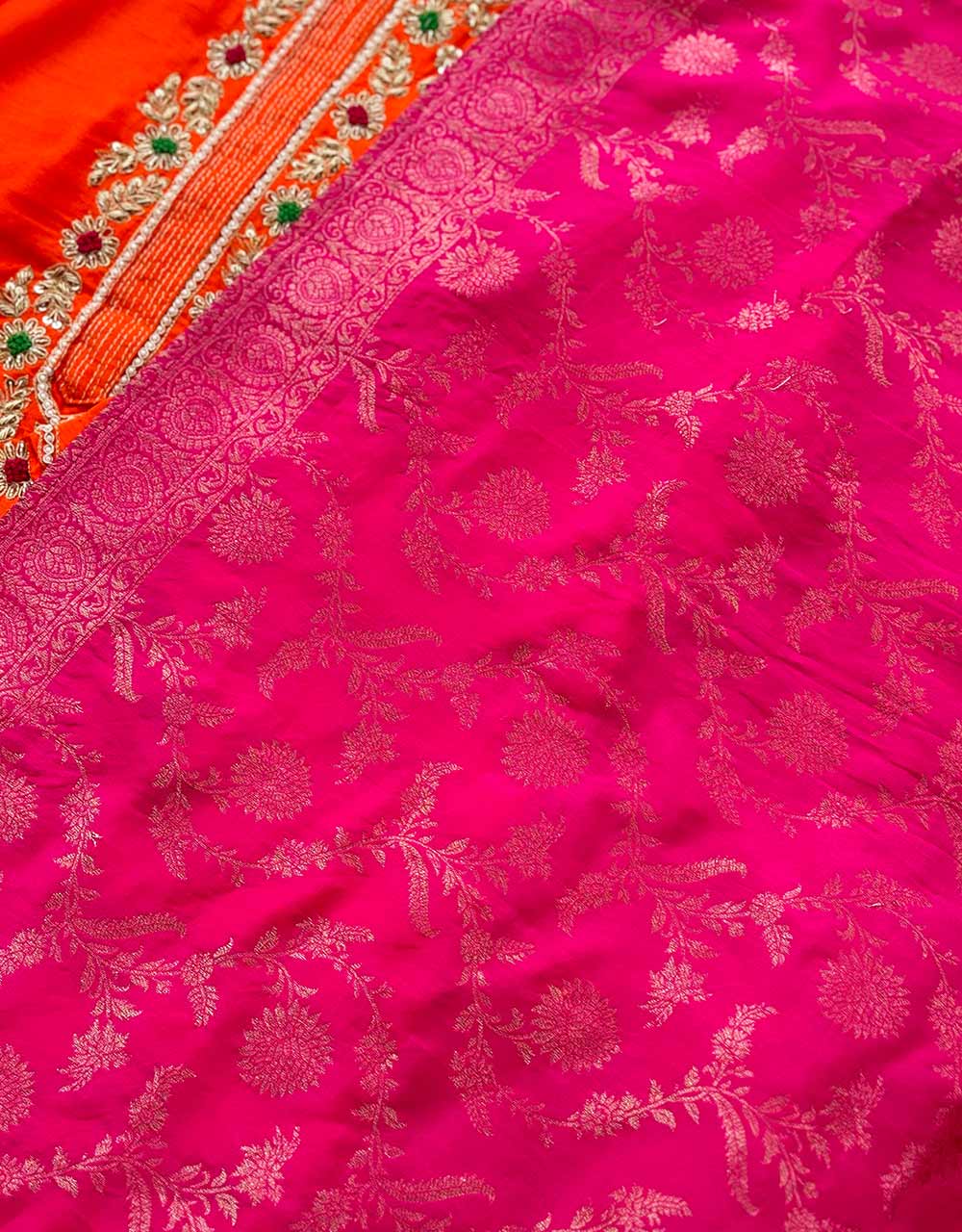 Ready-to-Wear Dola Silk Handwork Kurti Set with Banarasi Dupatta ๐ - Image 3