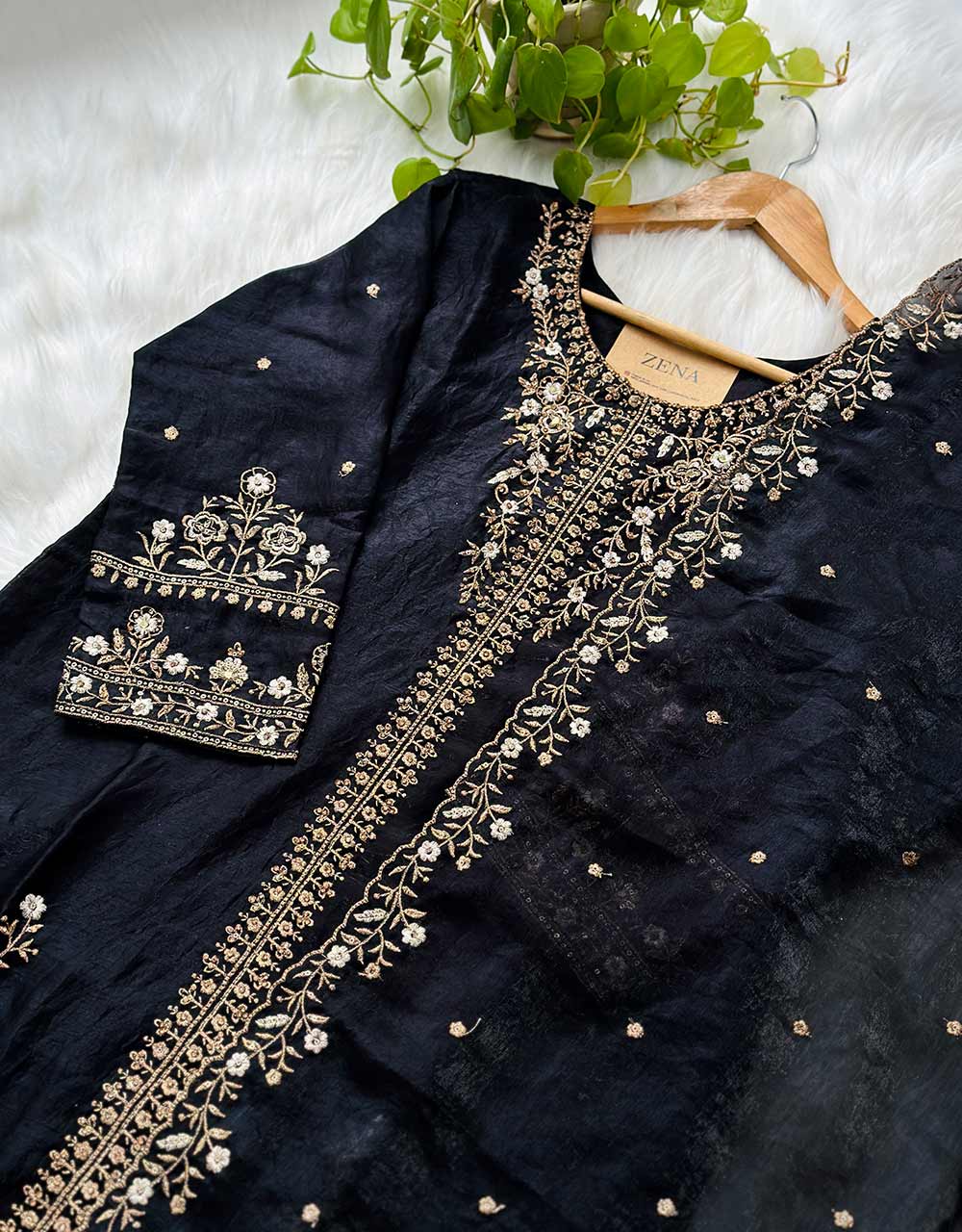 Ready-to-Wear Shimmer Silk Kurti Plazo Set โจ