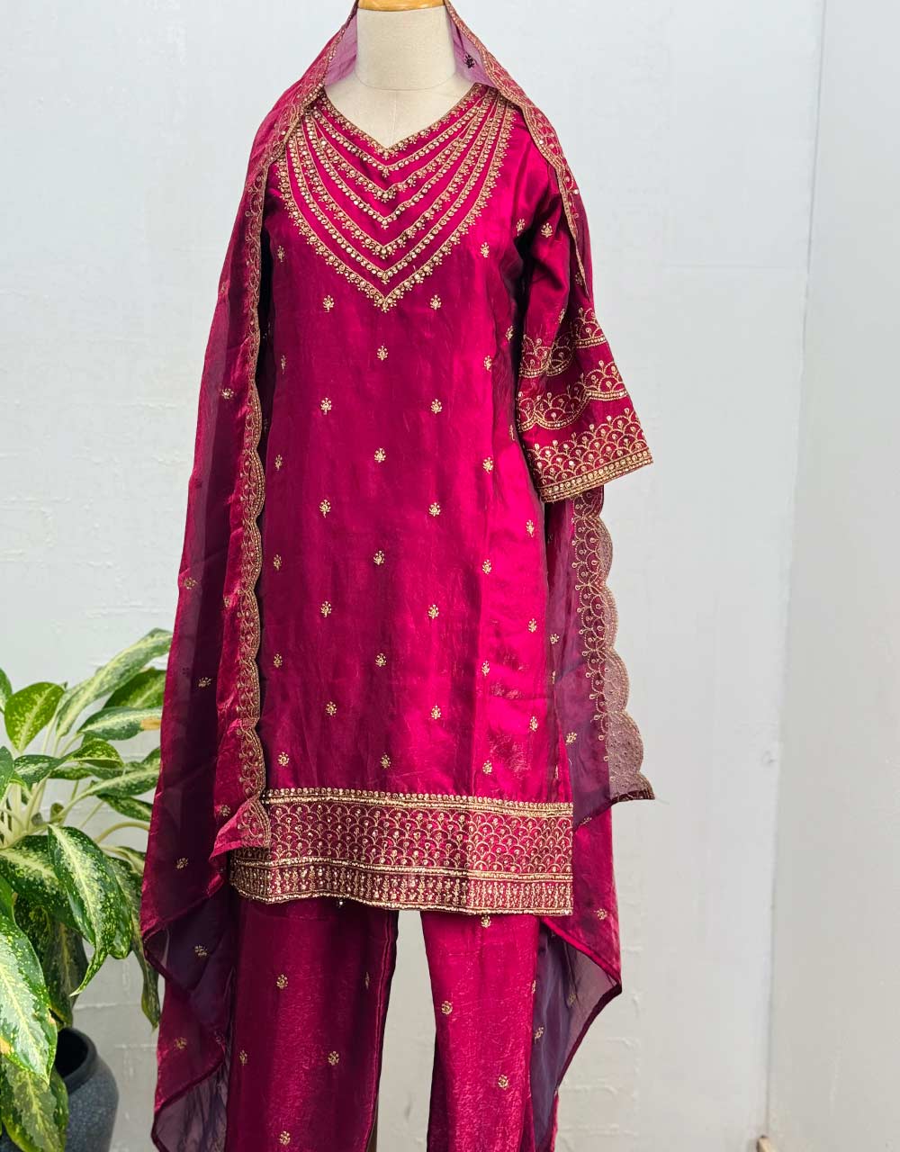 Ready-to-Wear Party Wear Suit sharara - Fendi Silk Elegance  ✨ - Image 8