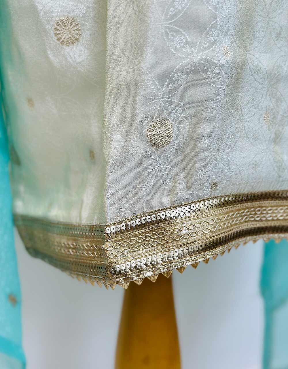 Elegant Ready-to-Wear Tissue Silk Kurti Set with Shimmer Dupatta & Hand Work ๐ - Image 5