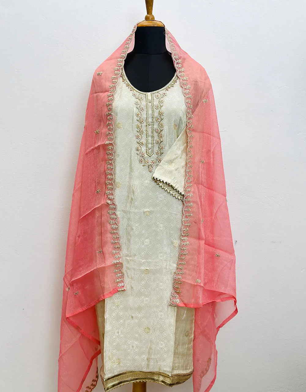Elegant Ready-to-Wear Tissue Silk Kurti Set with Shimmer Dupatta & Hand Work ๐ - Image 6