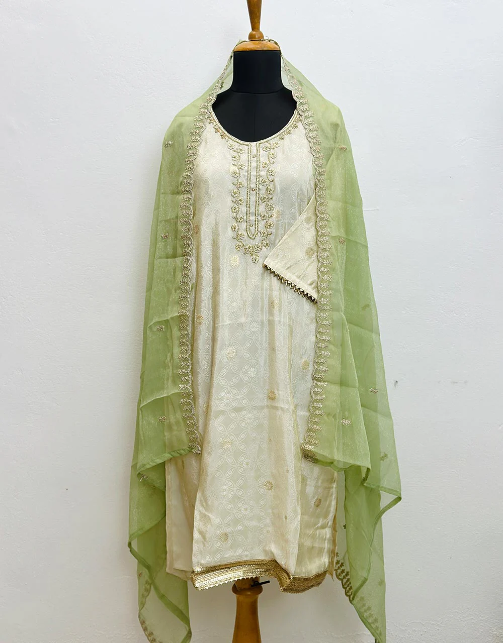Elegant Ready-to-Wear Tissue Silk Kurti Set with Shimmer Dupatta & Hand Work ๐ - Image 7