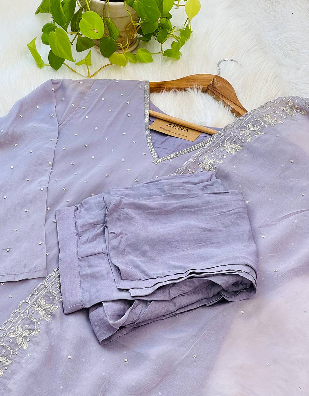Pure Organza Handwork Party Wear Suit⨠- Image 3