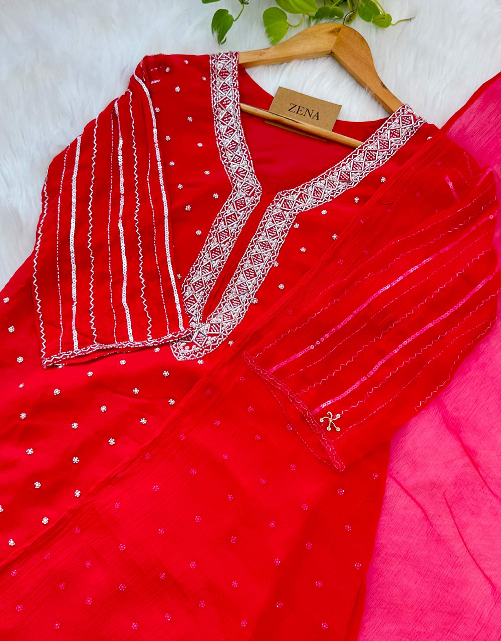 Pure Chinnon Sharara Handwork Kurti Set โ A Blend of Tradition & Elegance โจ