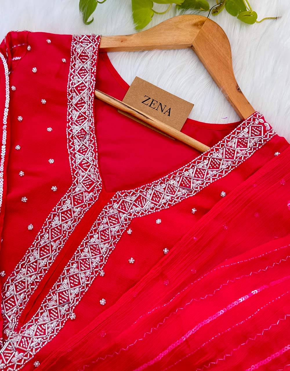 Pure Chinnon Sharara Handwork Kurti Set โ A Blend of Tradition & Elegance โจ - Image 4