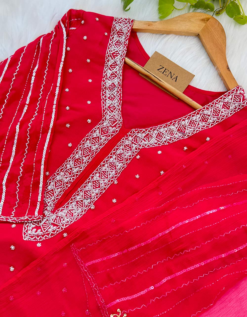 Pure Chinnon Sharara Handwork Kurti Set โ A Blend of Tradition & Elegance โจ - Image 5