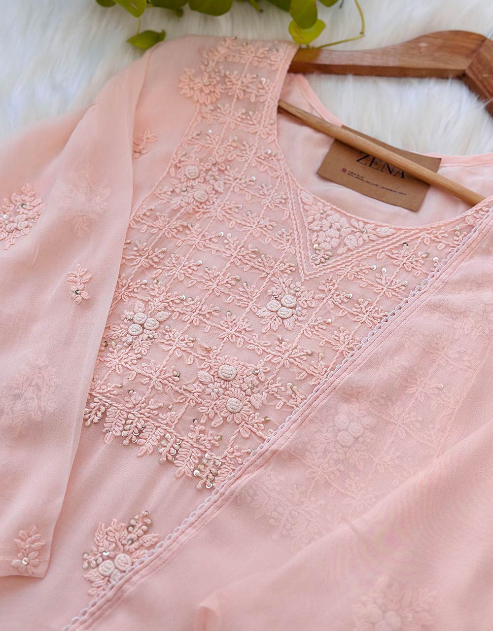 Ready-to-Wear Chinnon Chikankari Kurti Set ๐ - Image 3