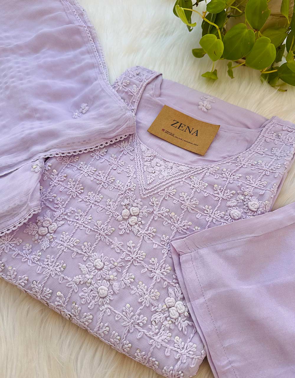 Ready-to-Wear Chinnon Chikankari Kurti Set ๐ - Image 7