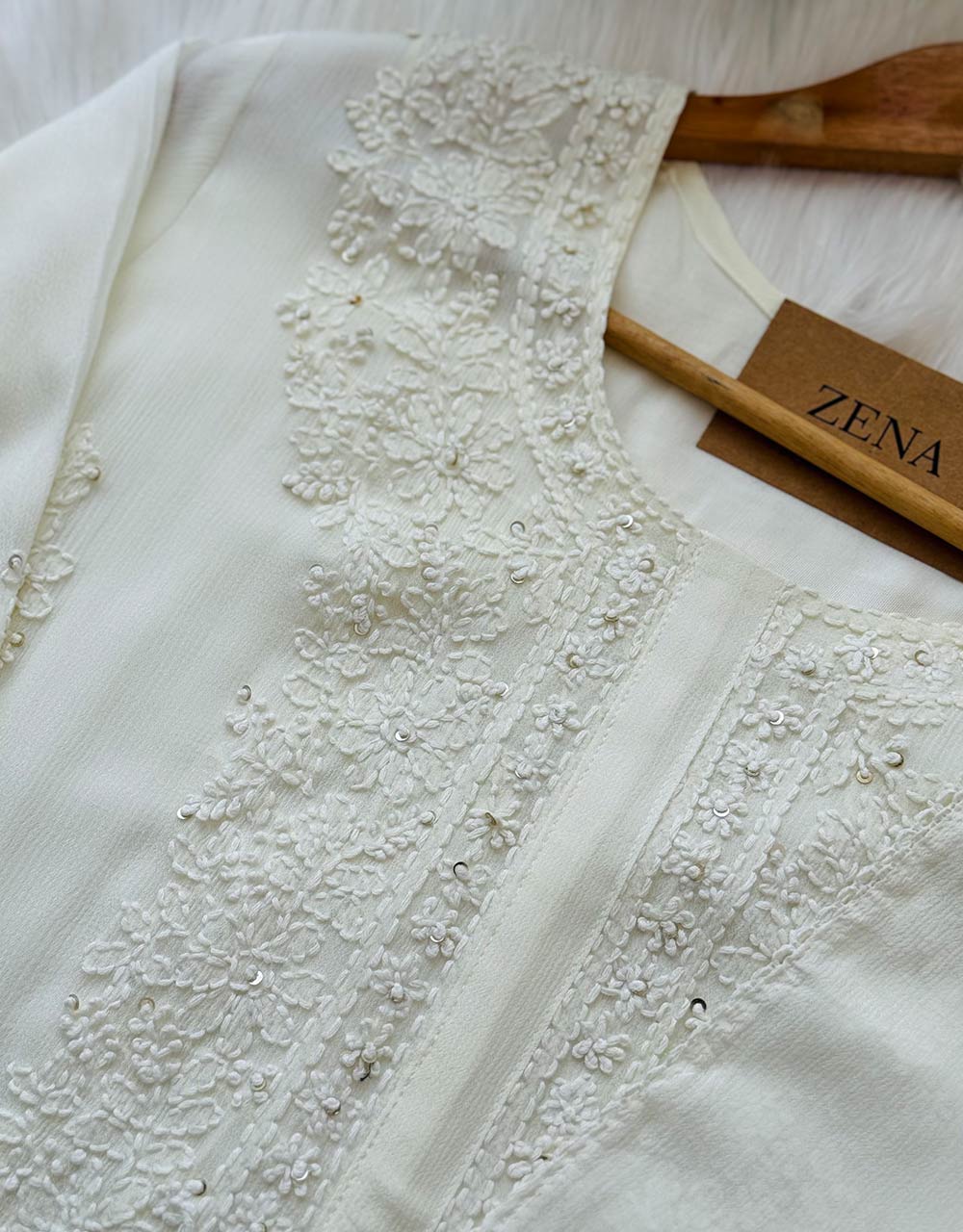 Ready-to-Wear Chinnon Chikankari Kurti Set π - Image 4