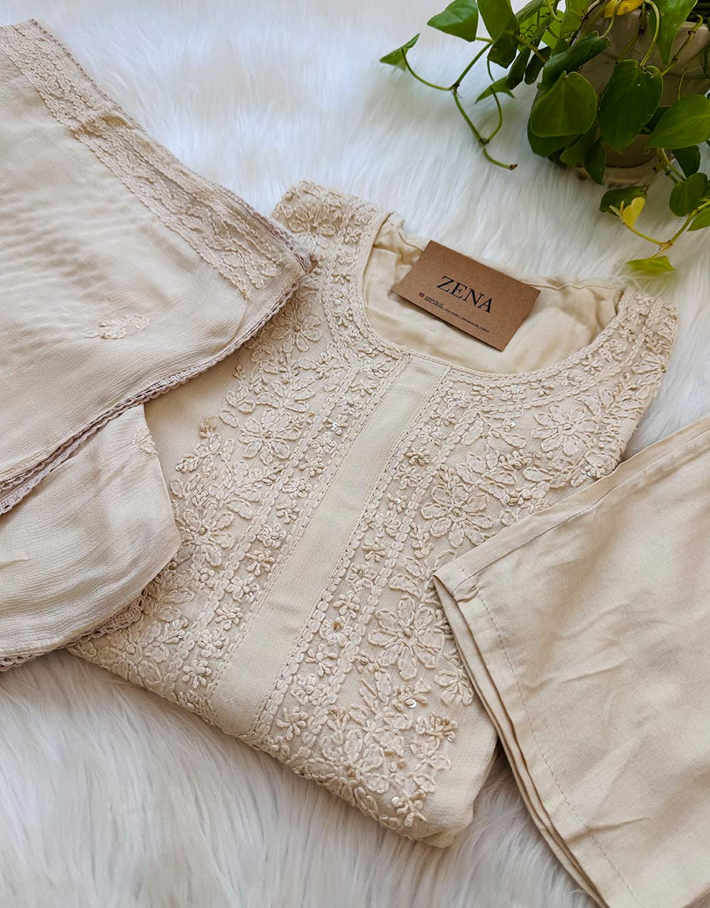 Ready-to-Wear Chinnon Chikankari Kurti Set π - Image 9
