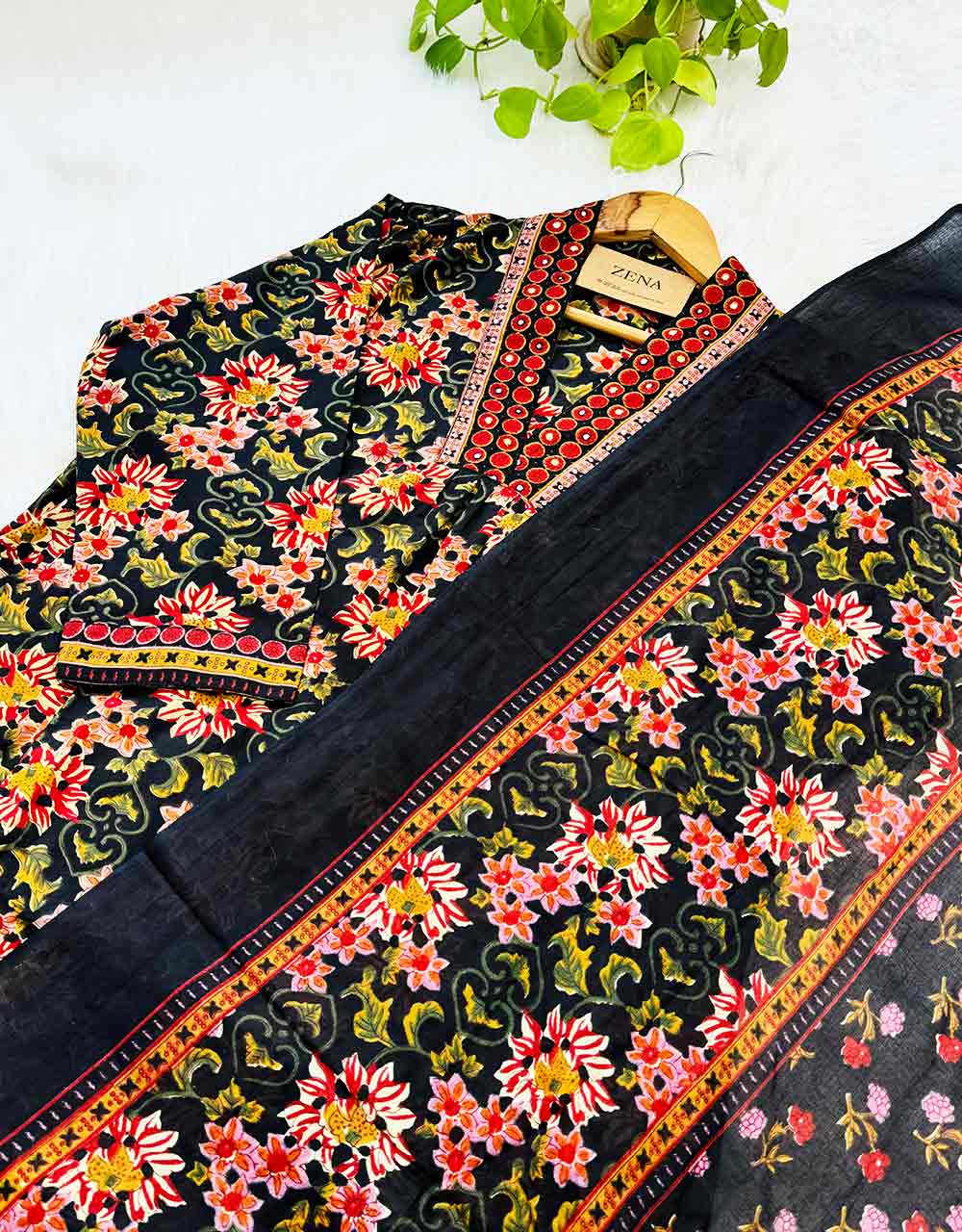 Graceful & Timeless – READY TO WEAR COTTON ANARKALI KURTI SET ✨Z914 - Image 10