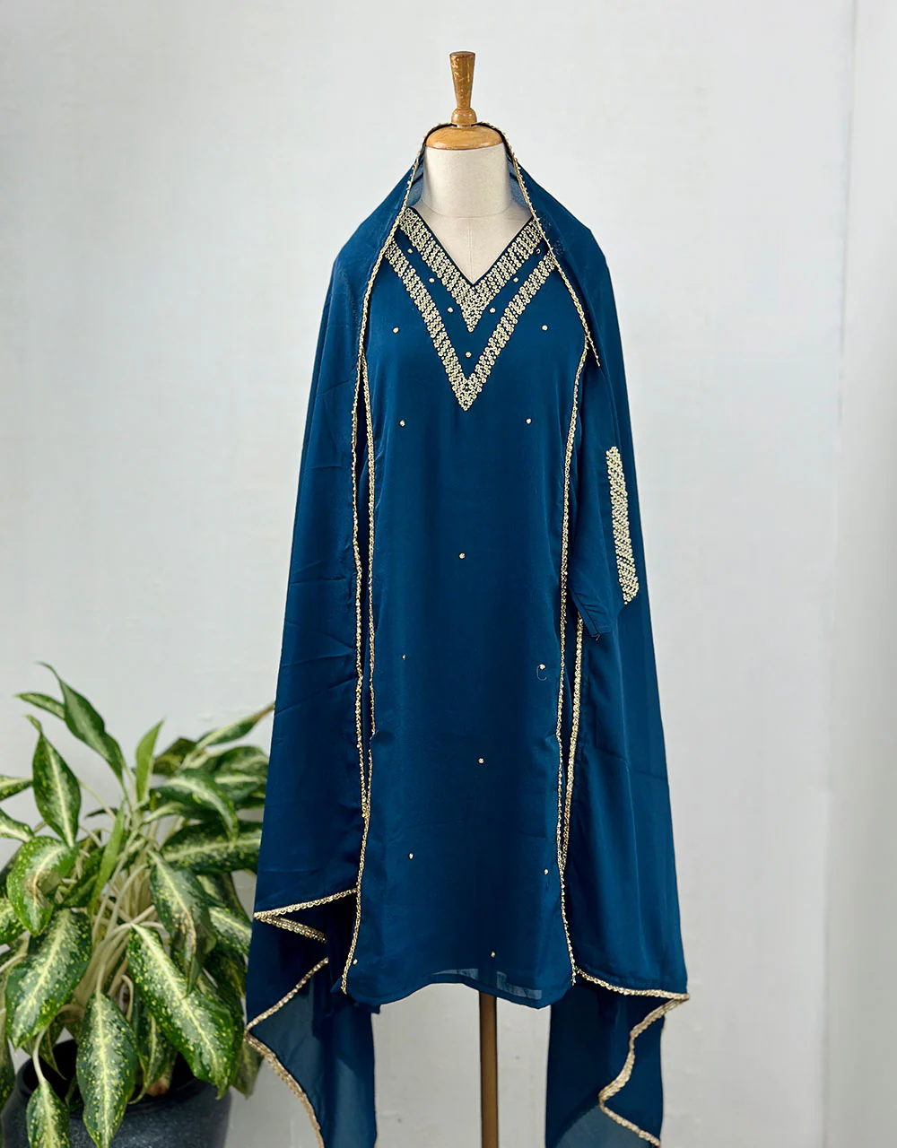 Ready-to-Wear Partywear Suit – Crepe Elegance with Handwork ✨ - Image 10