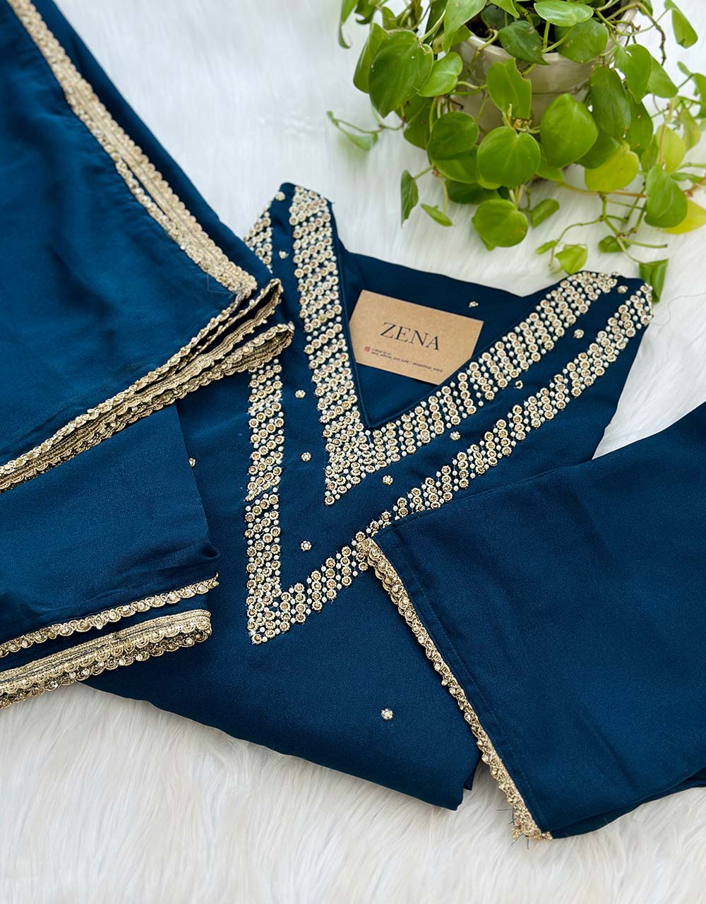 Ready-to-Wear Partywear Suit – Crepe Elegance with Handwork ✨ - Image 11