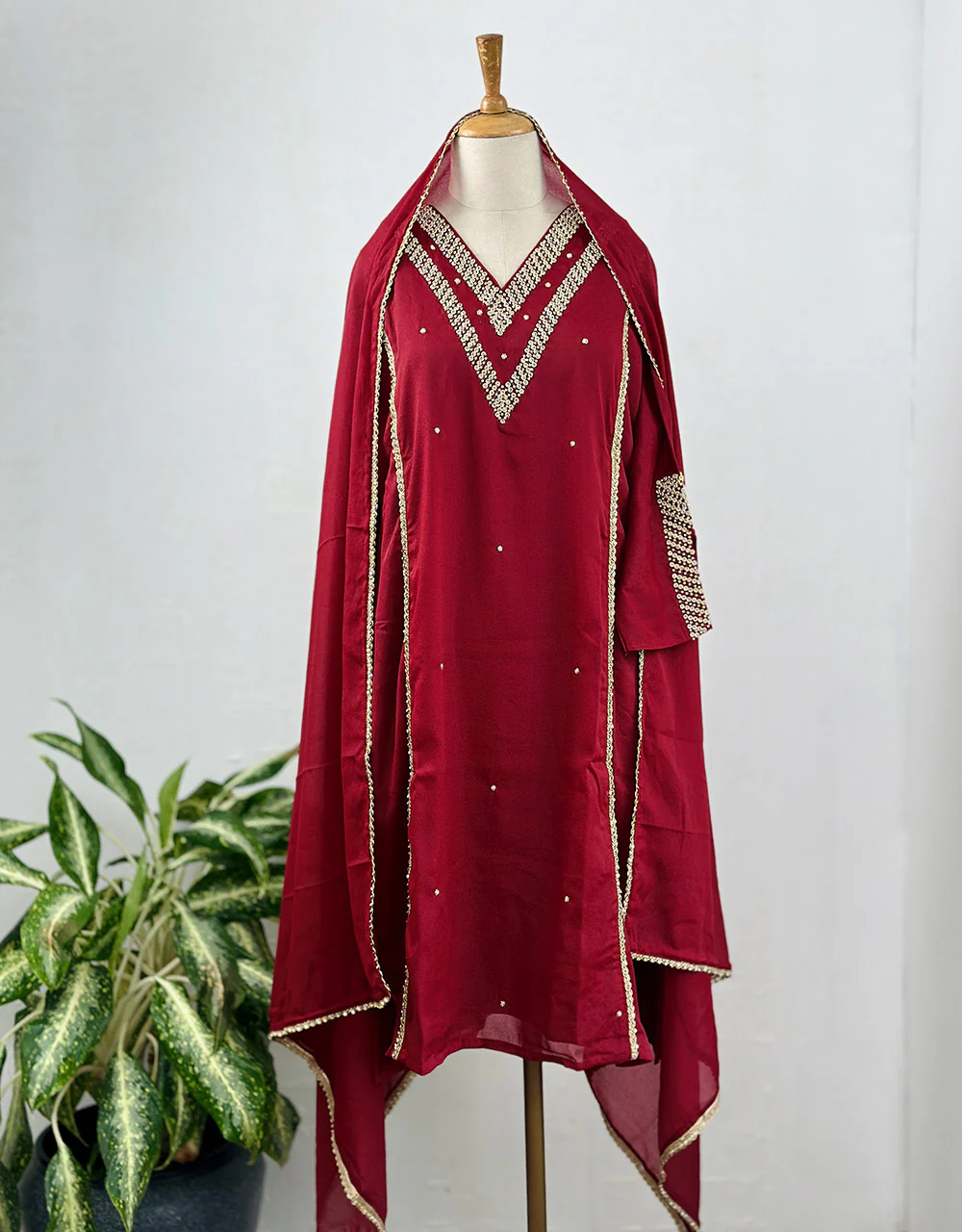 Ready-to-Wear Partywear Suit – Crepe Elegance with Handwork ✨ - Image 12