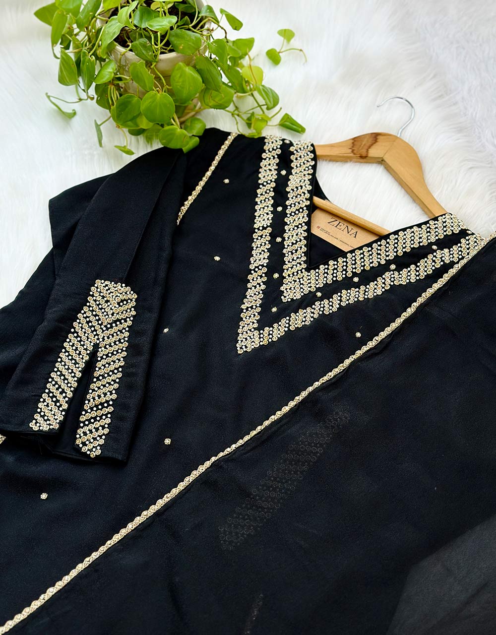 Ready-to-Wear Partywear Suit – Crepe Elegance with Handwork ✨ - Image 3