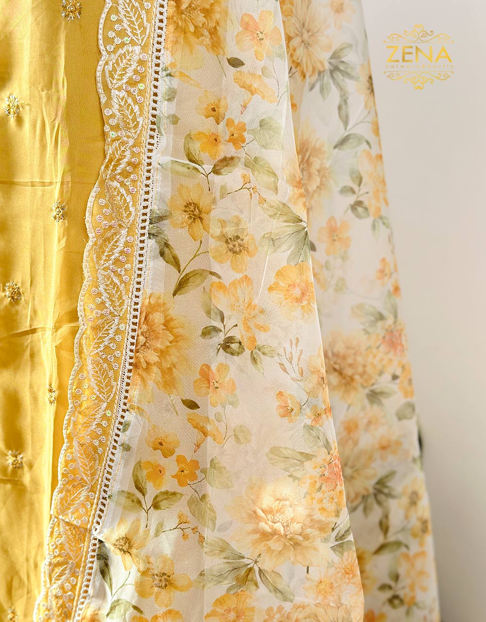 Unstitched Organza Party Wear Suit - Embroidery Work 🌟 - Image 3