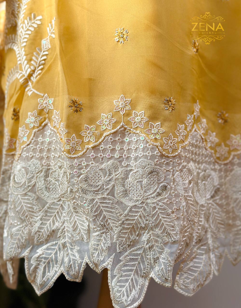 Unstitched Organza Party Wear Suit - Embroidery Work 🌟 - Image 4