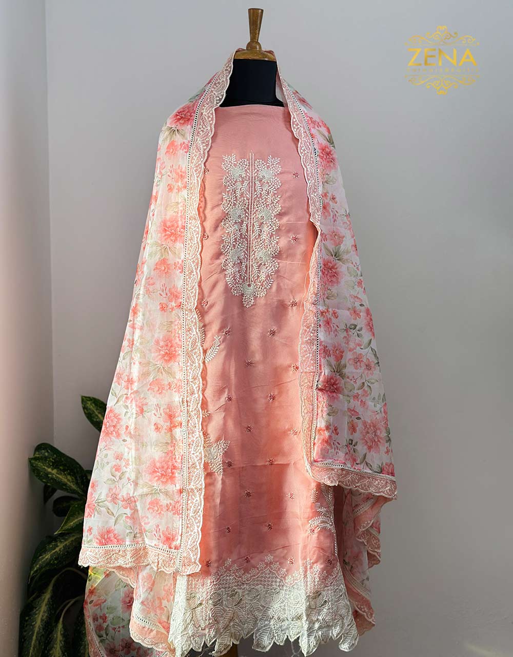 Unstitched Organza Party Wear Suit - Embroidery Work 🌟 - Image 5